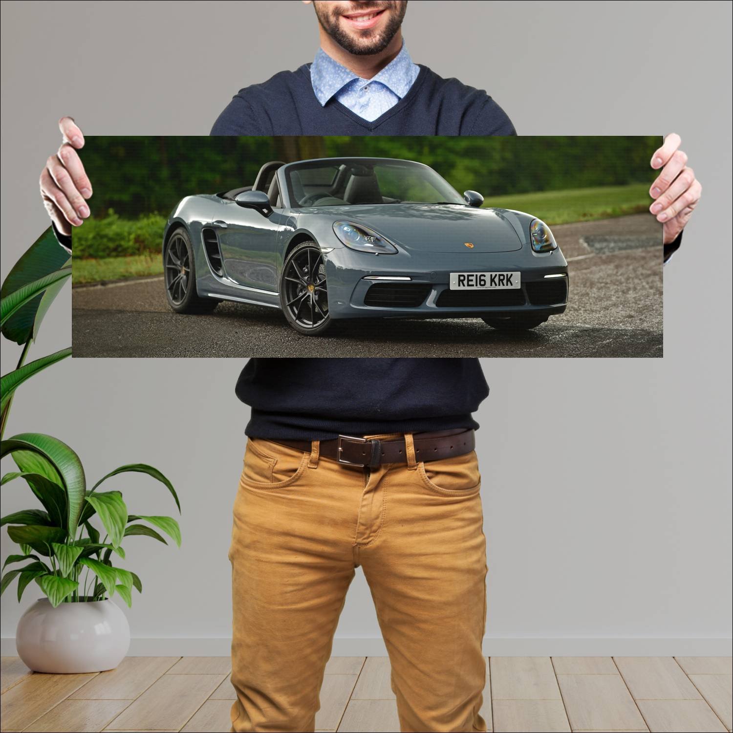 Cuadro grande 30x80cm 2016 porsche 718 boxster uk 973 Porsche