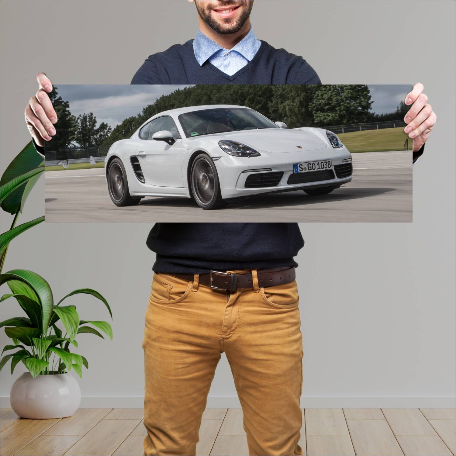 Cuadro grande 30x80cm 2016 porsche 718 cayman Porsche