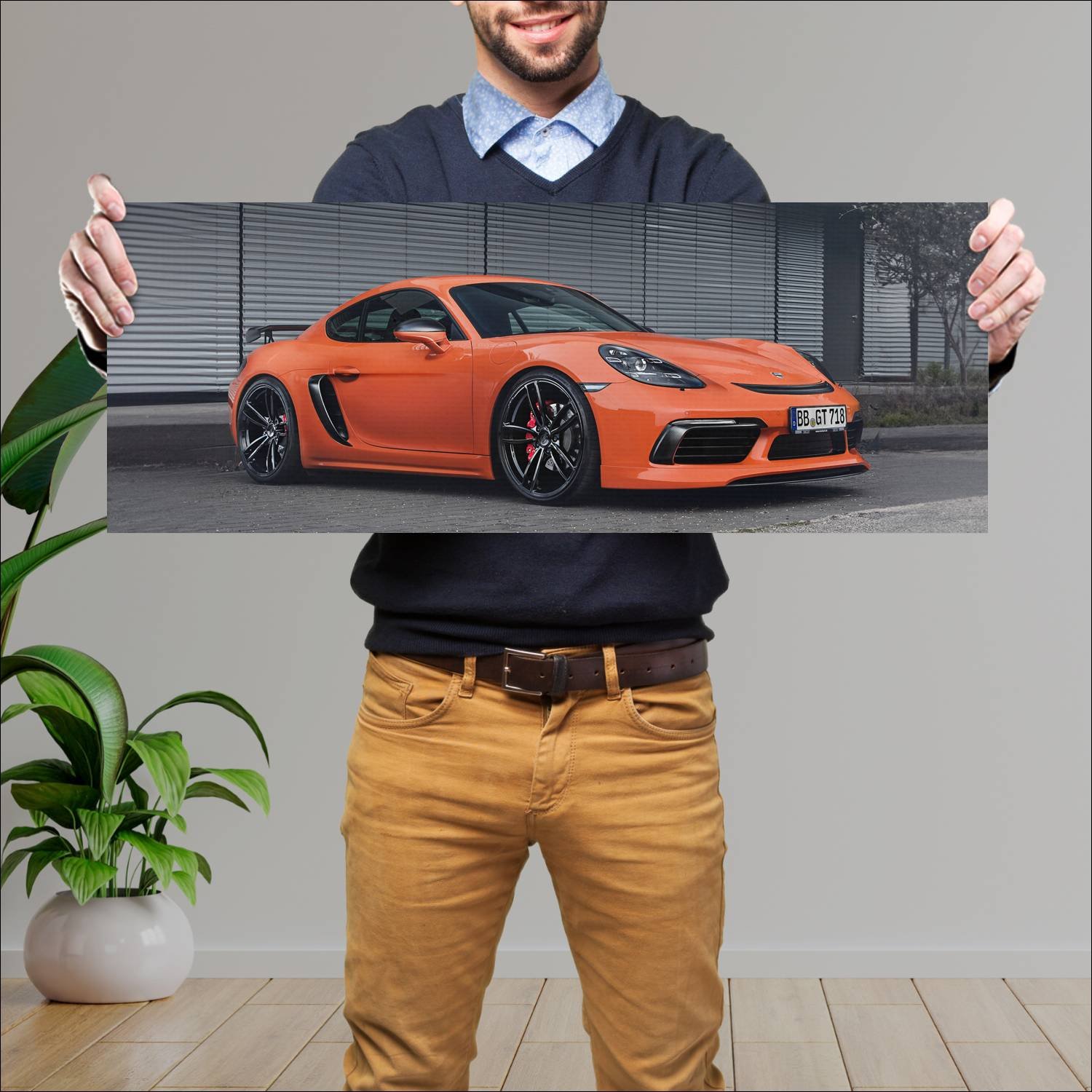 Cuadro grande 30x80cm 2016 porsche 718 cayman by t 976 Porsche
