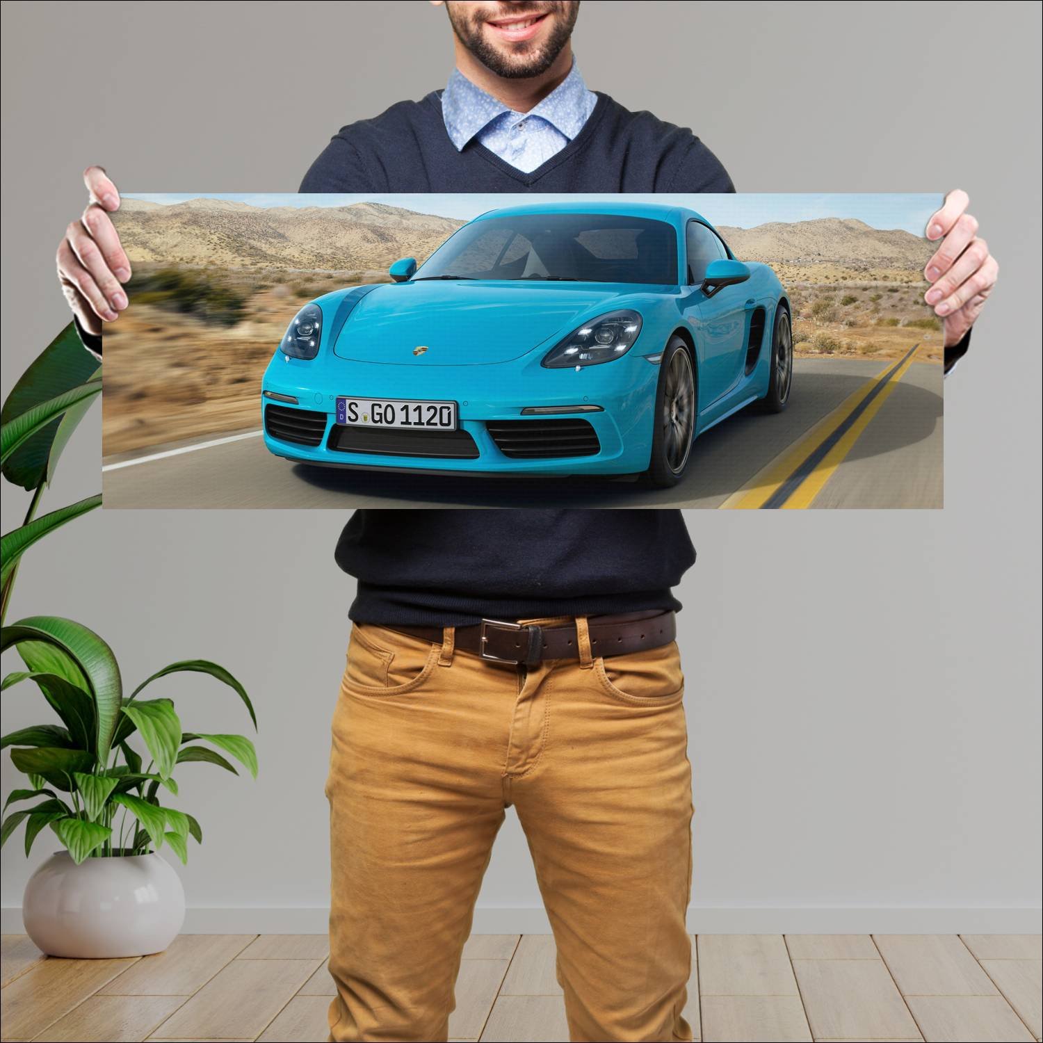 Cuadro grande 30x80cm 2016 porsche 718 cayman s 56 977 Porsche