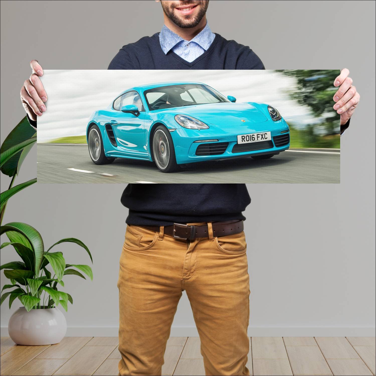 Cuadro grande 30x80cm 2016 porsche 718 cayman s uk 980 Porsche