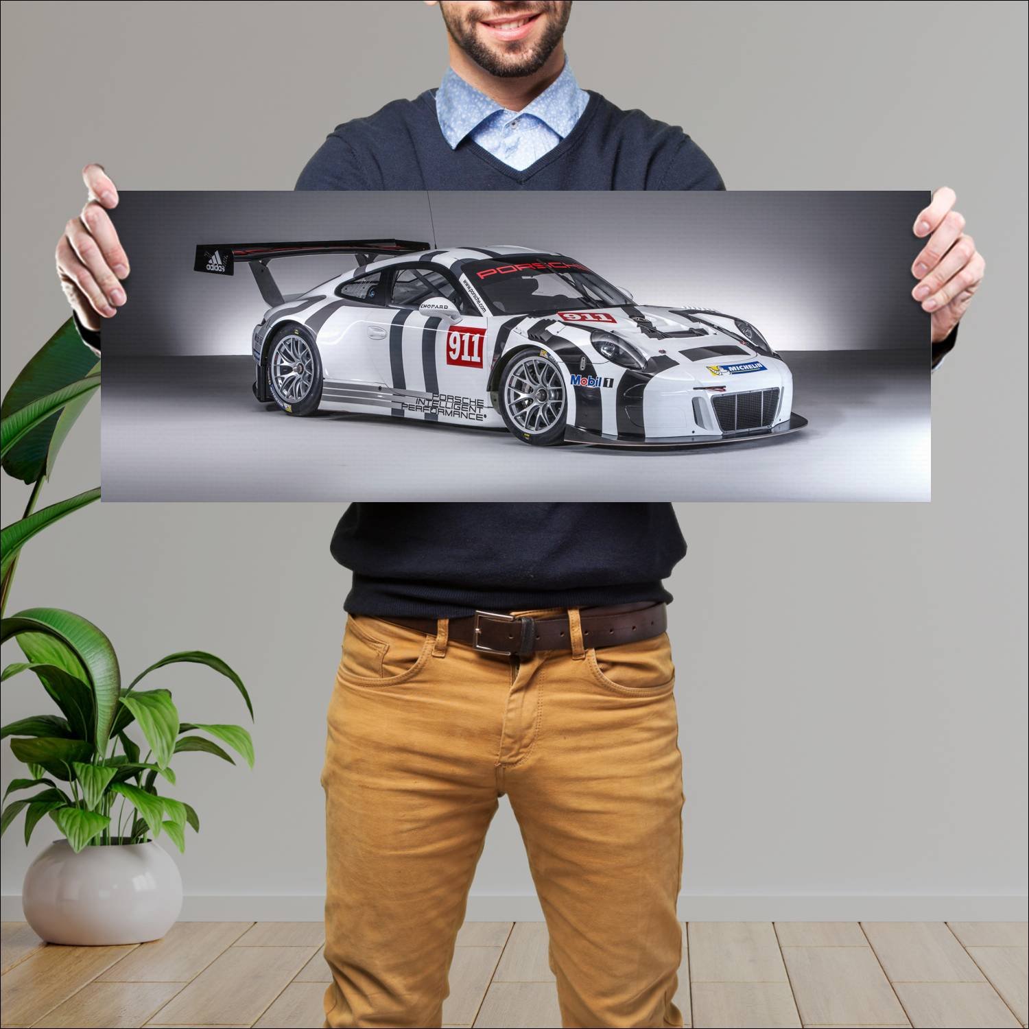Cuadro grande 30x80cm 2016 porsche 911 gt3 r auto 989 Porsche