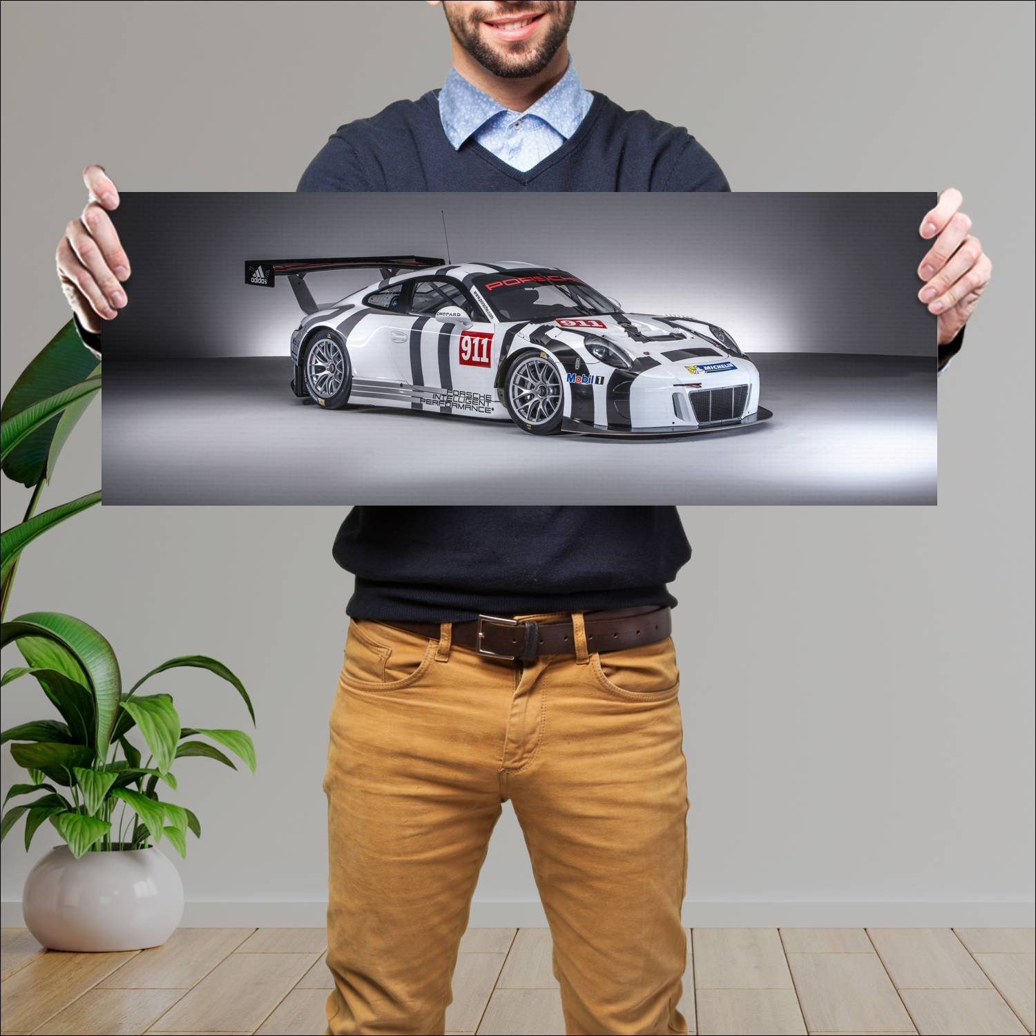 Cuadro grande 30x80cm 2016 porsche 911 gt3 r auto 990 Porsche