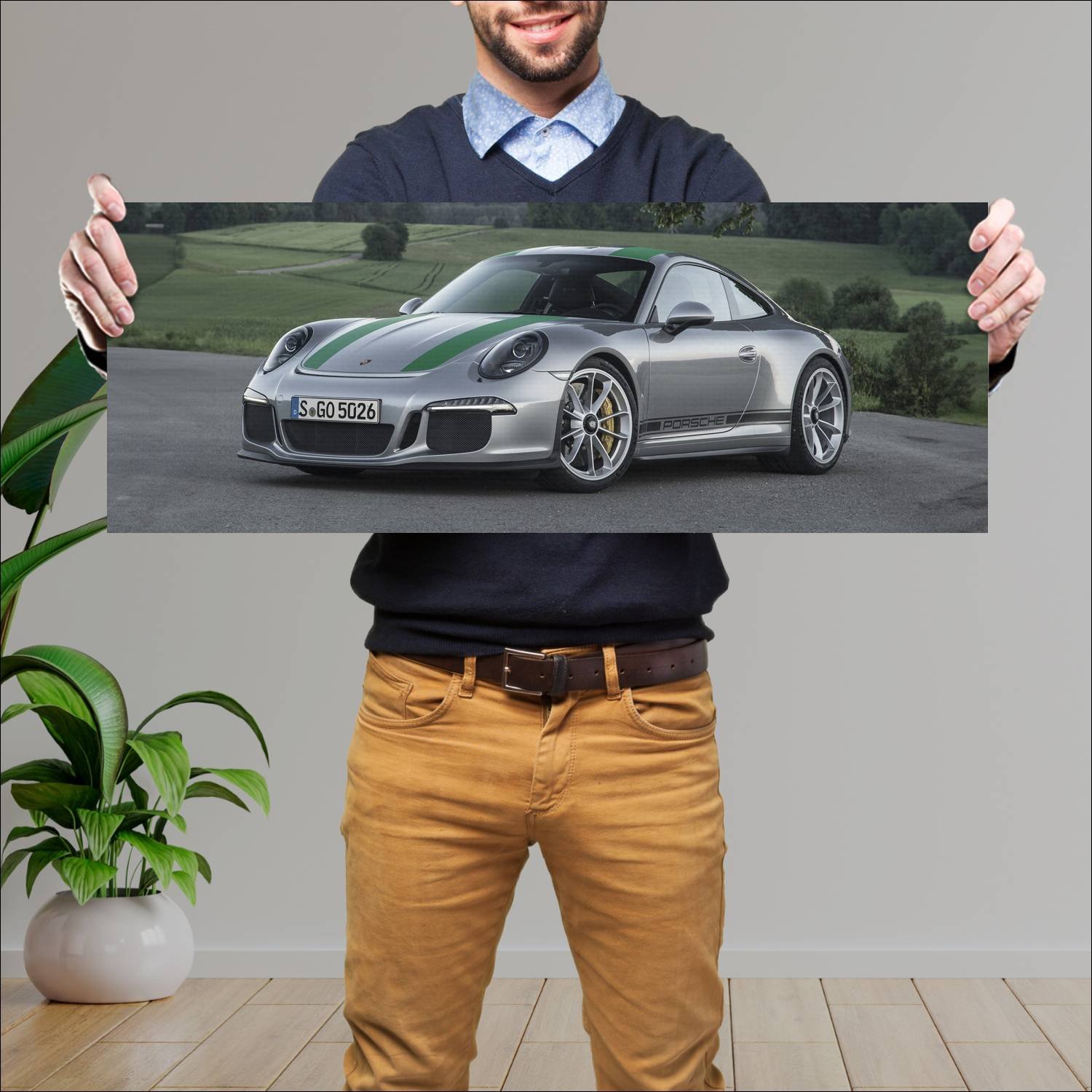 Cuadro grande 30x80cm 2016 porsche 911 r auto hd 996 Porsche