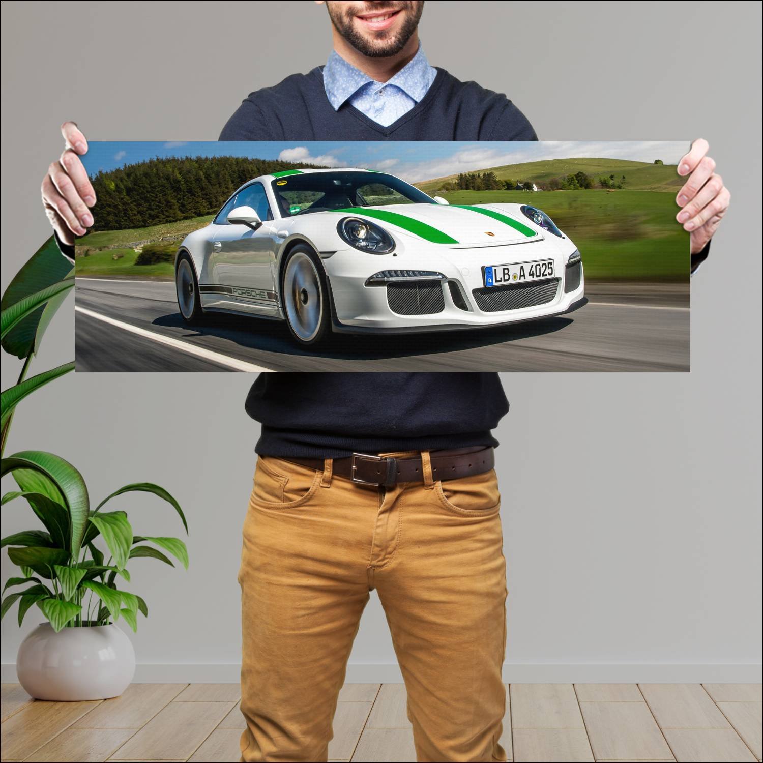 Cuadro grande 30x80cm 2016 porsche 911 r uk auto 998 Porsche