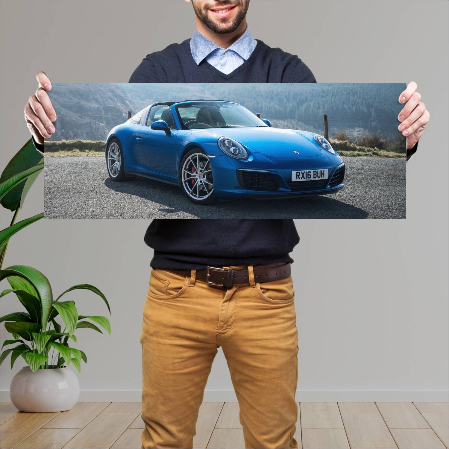 Cuadro grande 30x80cm 2016 porsche 911 targa s uk 999 Porsche