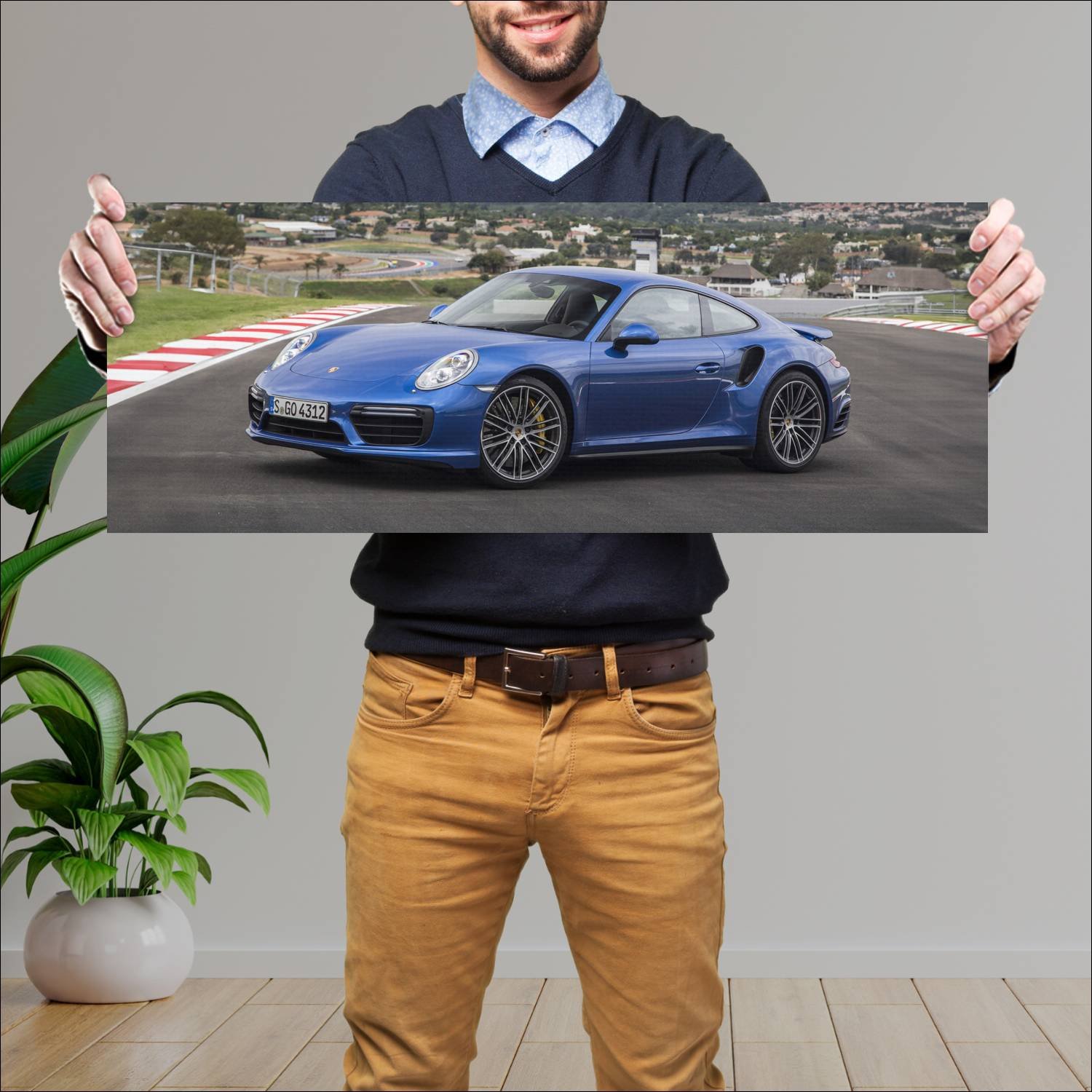 Cuadro grande 30x80cm 2016 porsche 911 turbo auto 1 Porsche