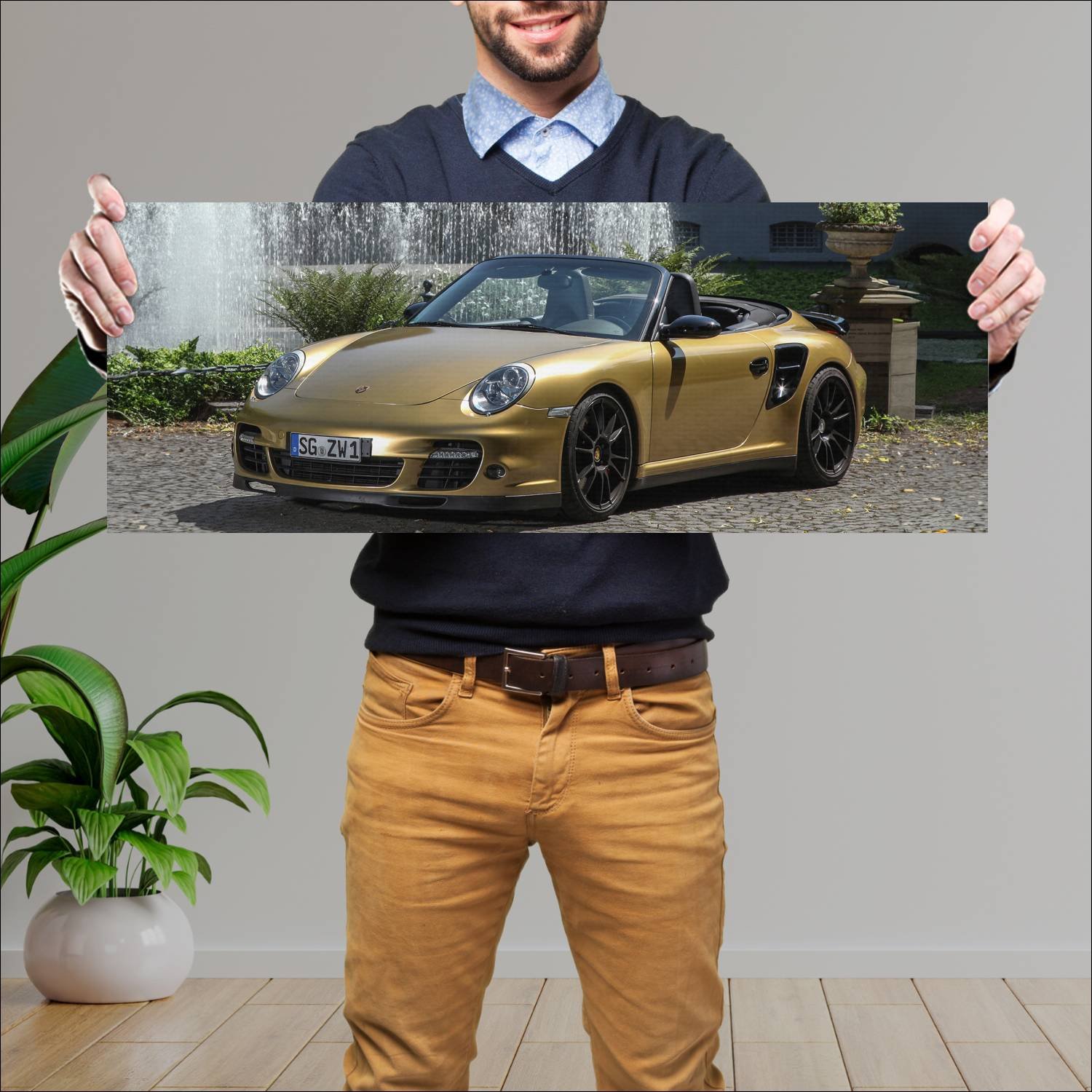 Cuadro grande 30x80cm 2016 porsche 911 turbo cabri 3 Porsche
