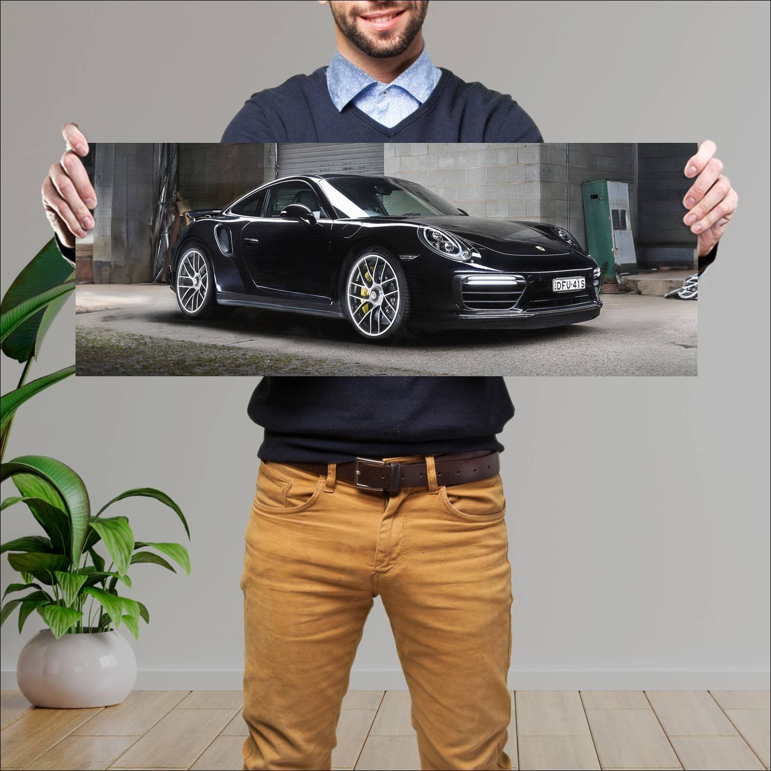 Cuadro grande 30x80cm 2016 porsche 911 turbo s au 7 Porsche