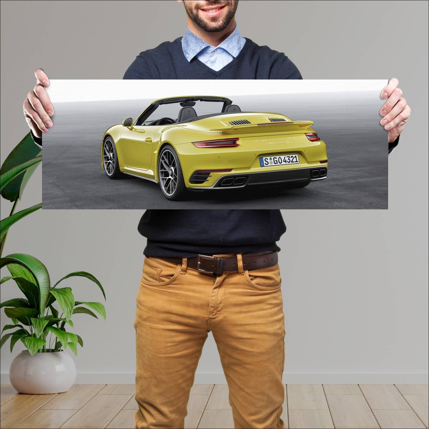 Cuadro grande 30x80cm 2016 porsche 911 turbo s cab 9 Porsche