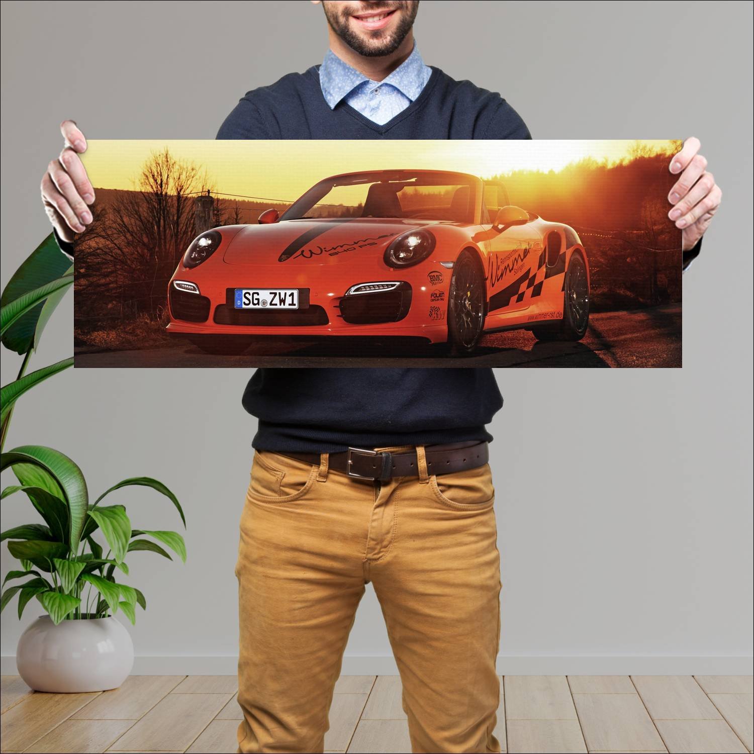 Cuadro grande 30x80cm 2016 porsche 911 turbo s cab 13 Porsche