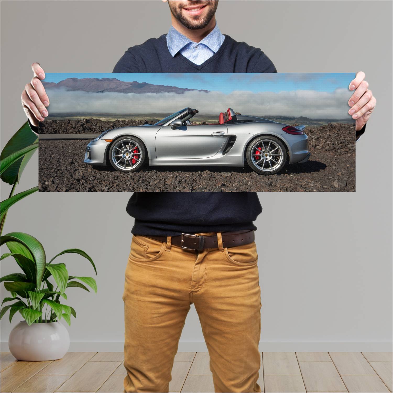 Cuadro grande 30x80cm 2016 porsche boxster spyder 18 Porsche