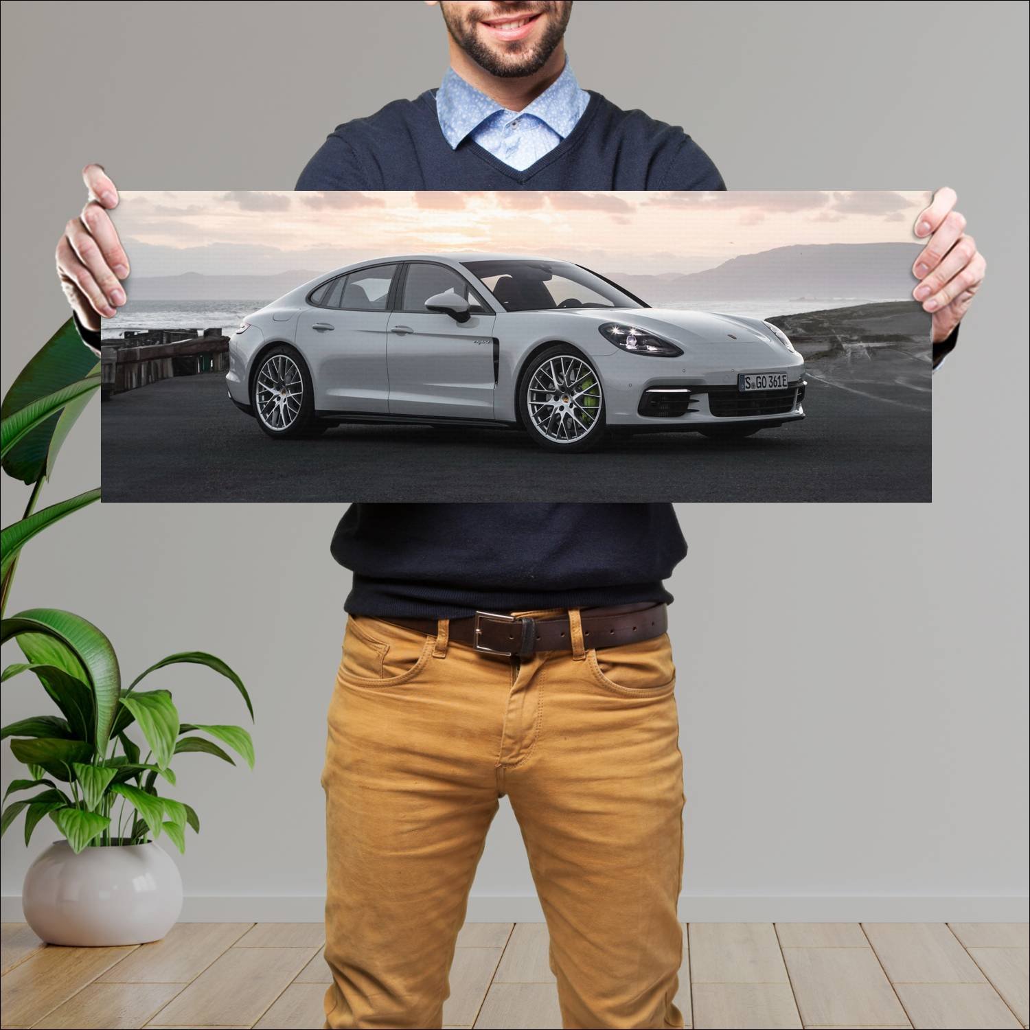 Cuadro grande 30x80cm 2016 porsche panamera e hybr 30 Porsche