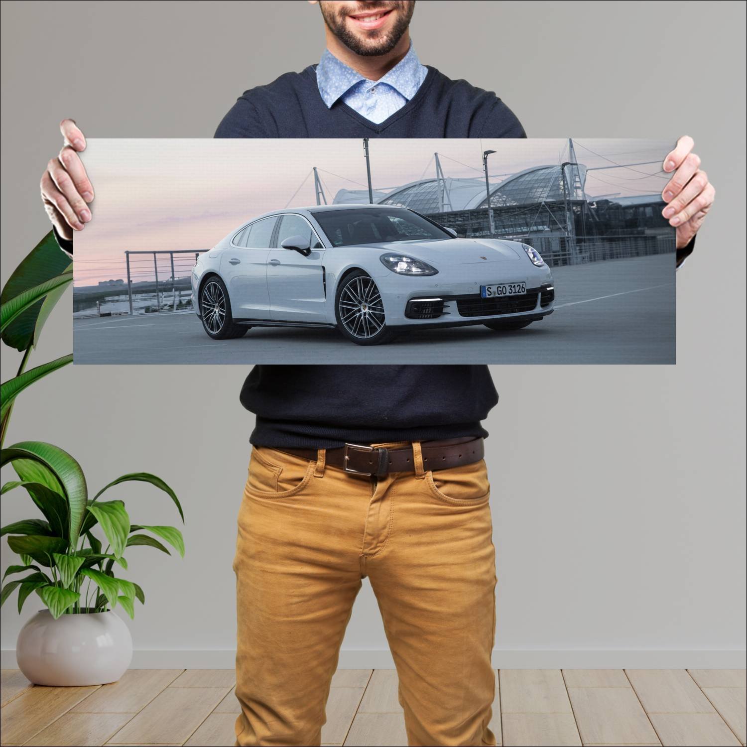 Cuadro grande 30x80cm 2016 porsche panamera s 5675 33 Porsche