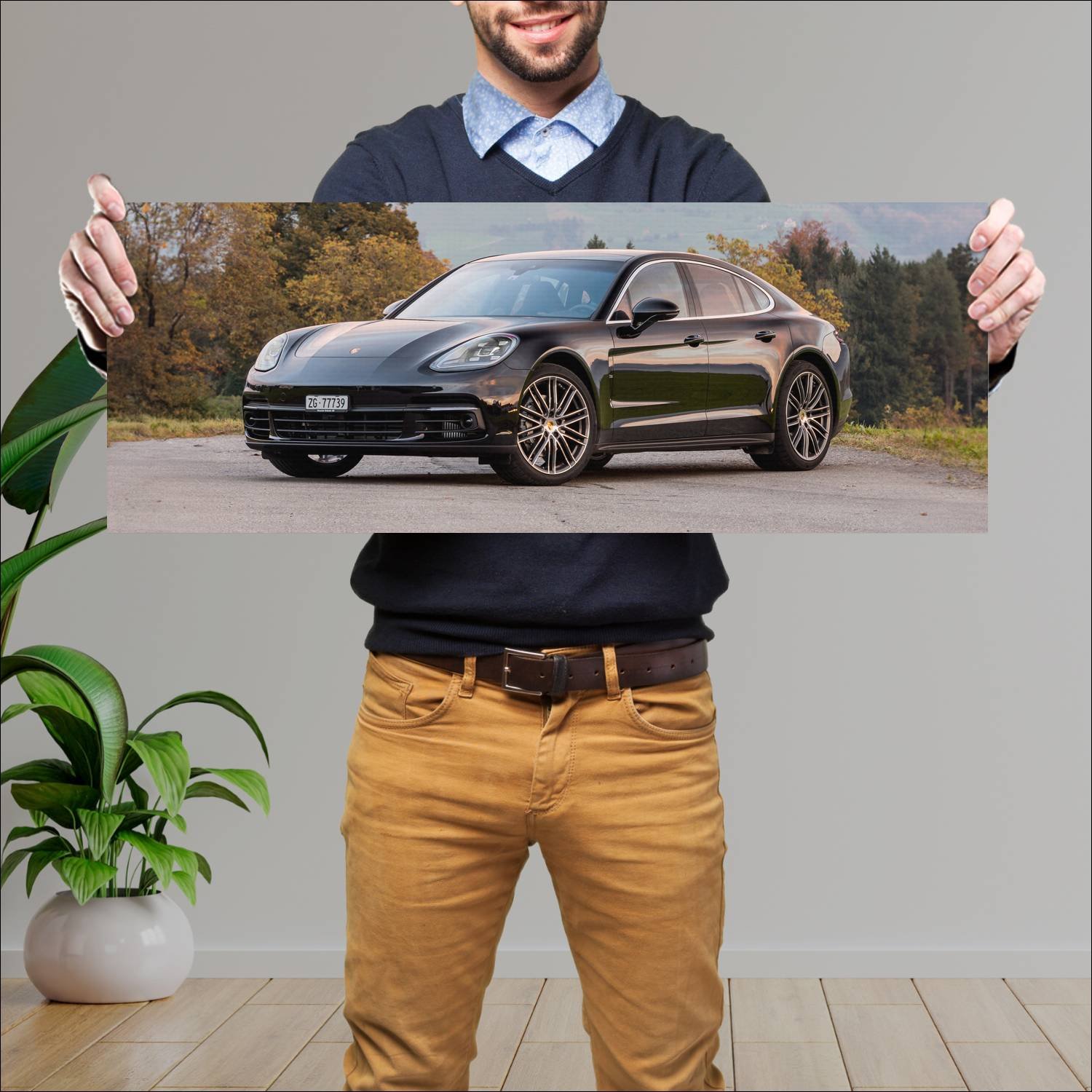 Cuadro grande 30x80cm 2016 porsche panamera s 5963 34 Porsche