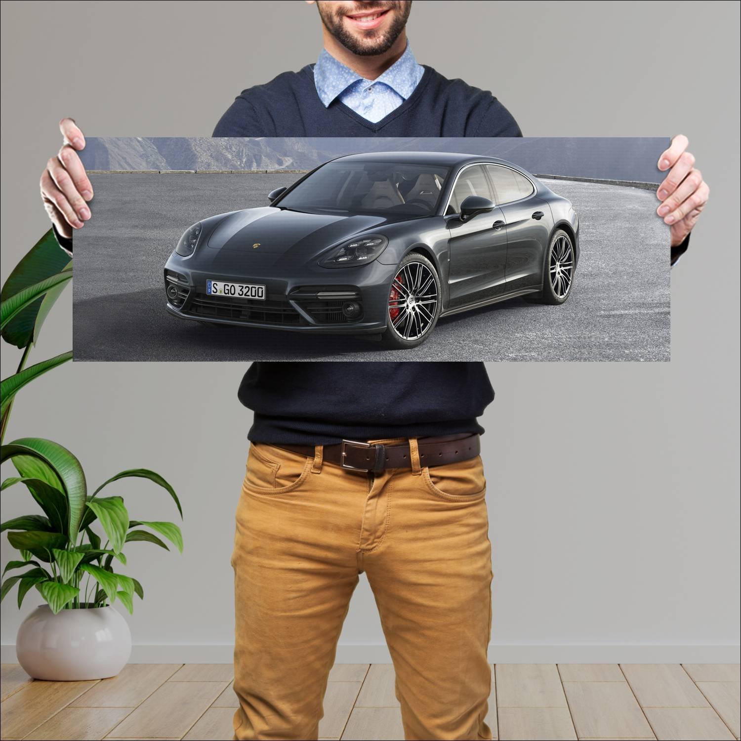 Cuadro grande 30x80cm 2016 porsche panamera turbo 38 Porsche