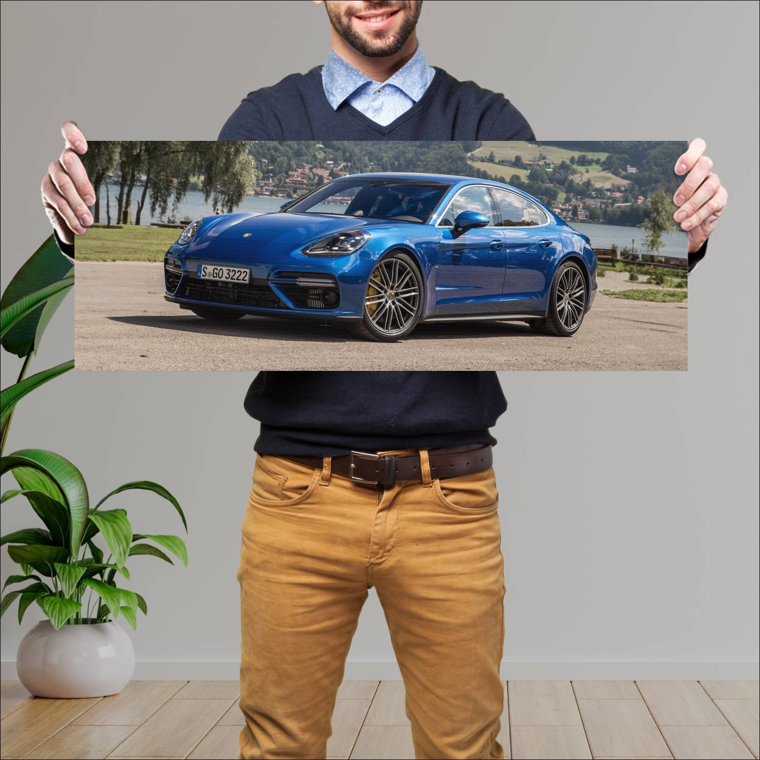 Cuadro grande 30x80cm 2016 porsche panamera turbo 40 Porsche