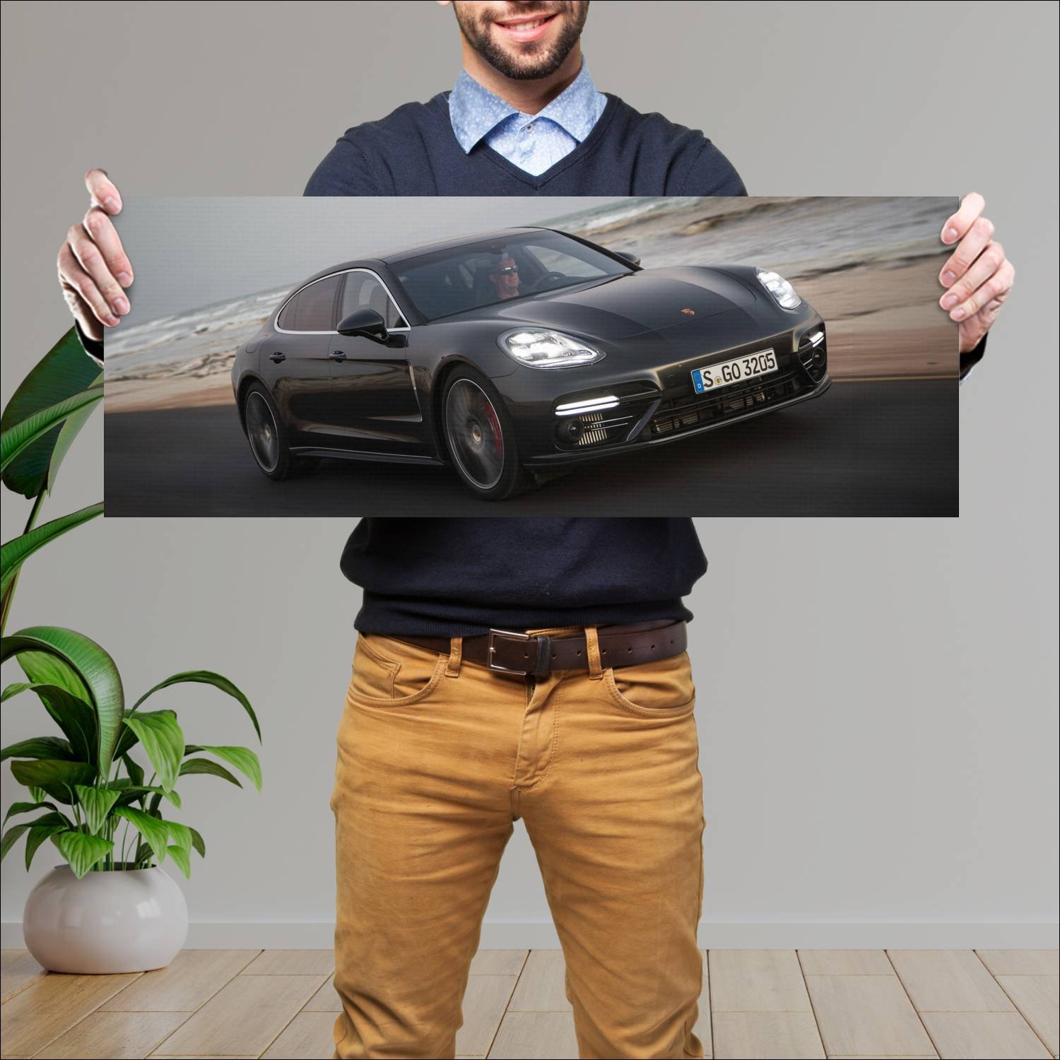 Cuadro grande 30x80cm 2016 porsche panamera turbo 42 Porsche
