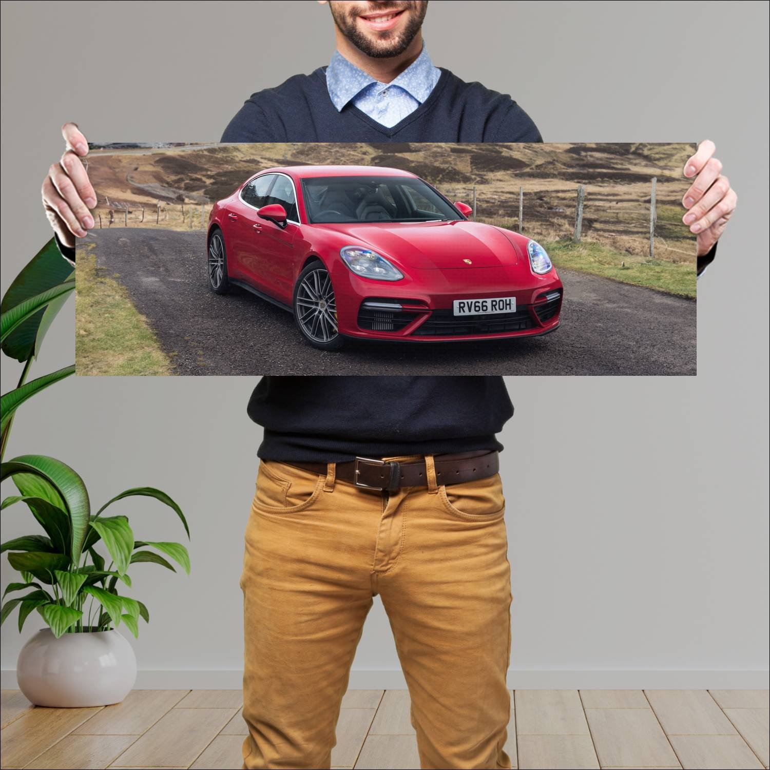 Cuadro grande 30x80cm 2016 porsche panamera turbo 43 Porsche