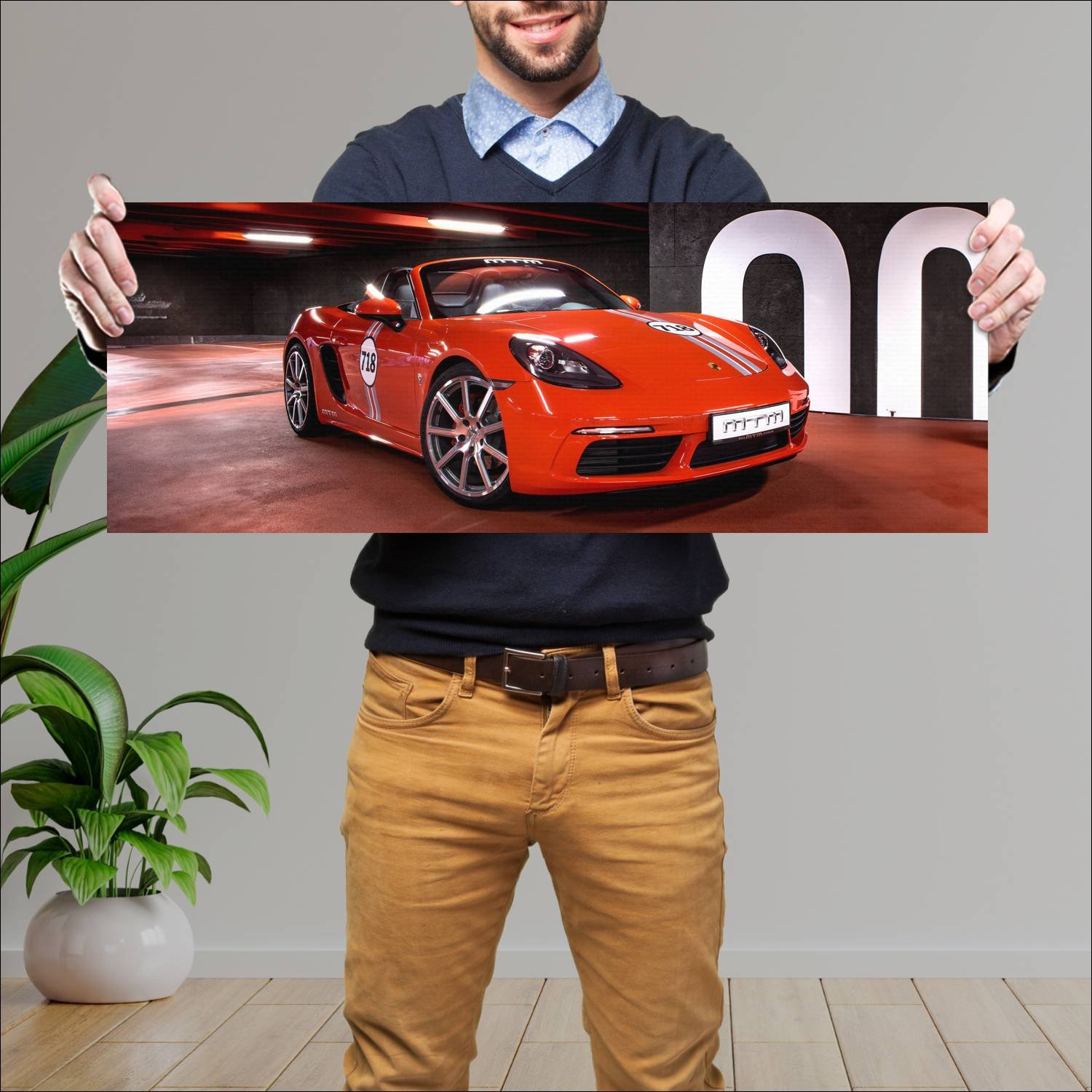 Cuadro grande 30x80cm 2017 porsche 718 boxster by 51 Porsche