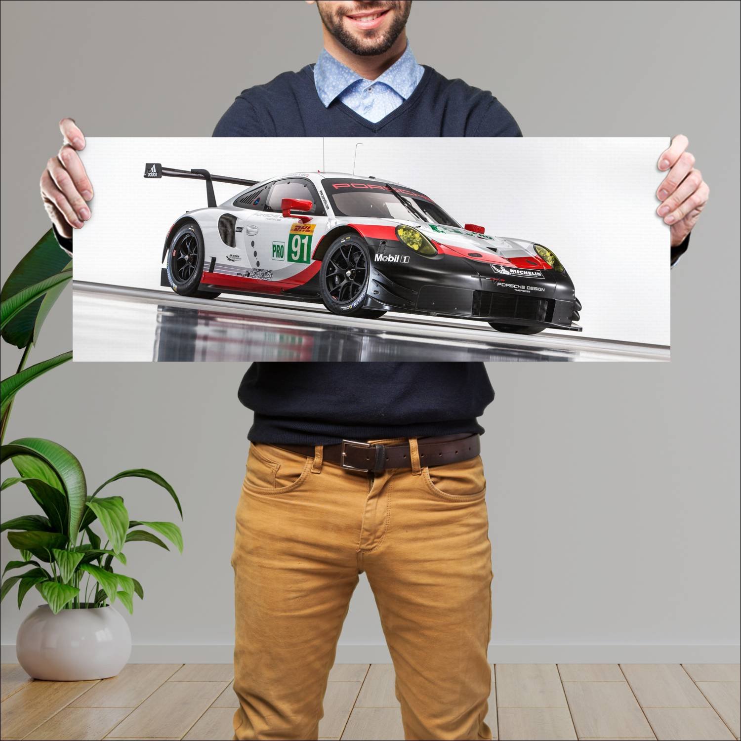 Cuadro grande 30x80cm 2017 porsche 911 rsr auto 88 Porsche
