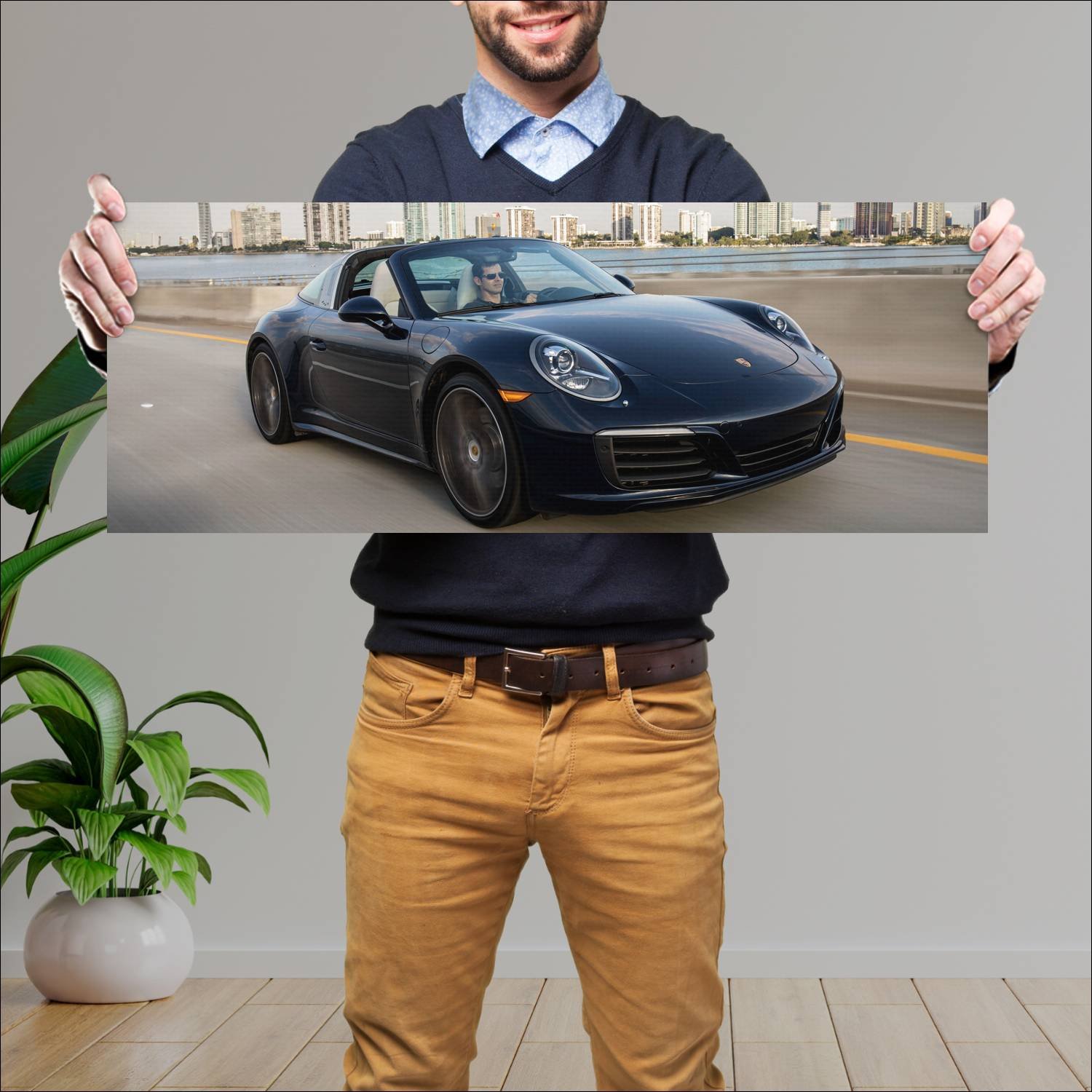 Cuadro grande 30x80cm 2017 porsche 911 targa s us 94 Porsche