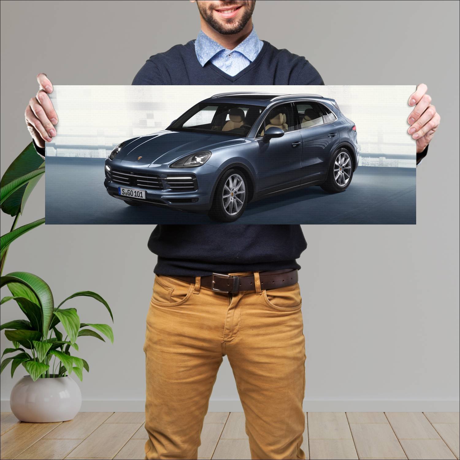 Cuadro grande 30x80cm 2017 porsche cayenne auto 106 Porsche