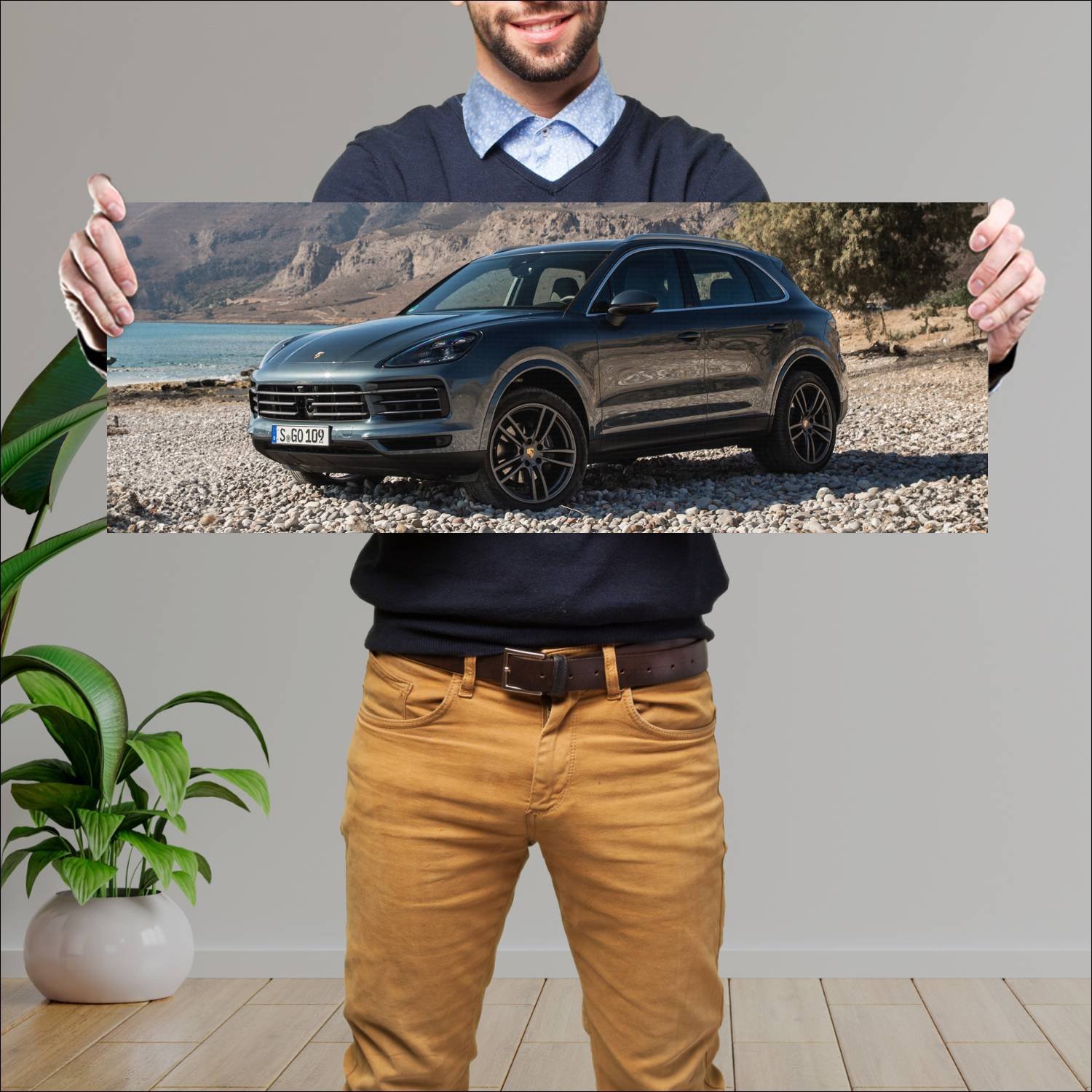 Cuadro grande 30x80cm 2017 porsche cayenne auto 107 Porsche