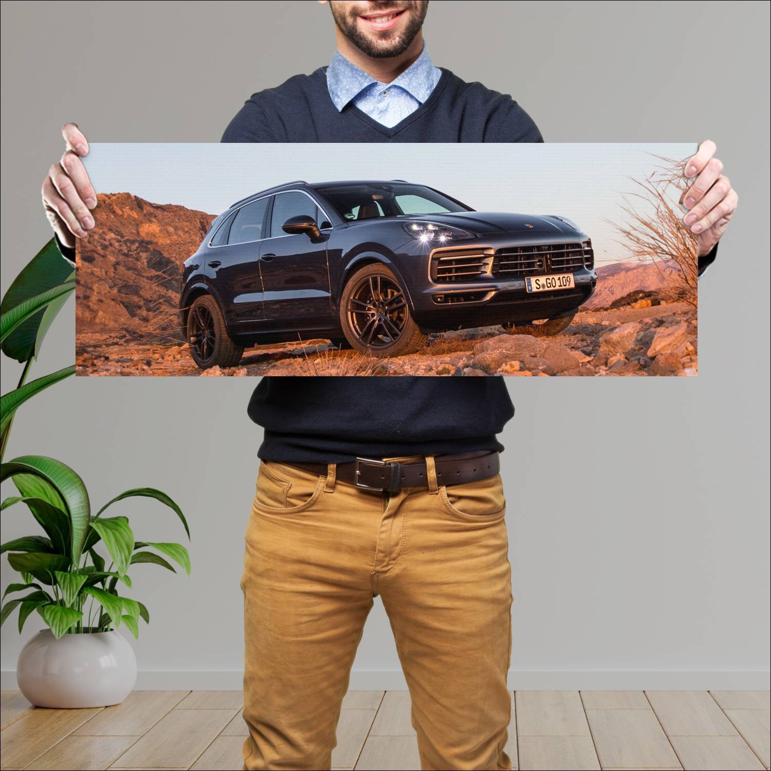 Cuadro grande 30x80cm 2017 porsche cayenne auto 108 Porsche