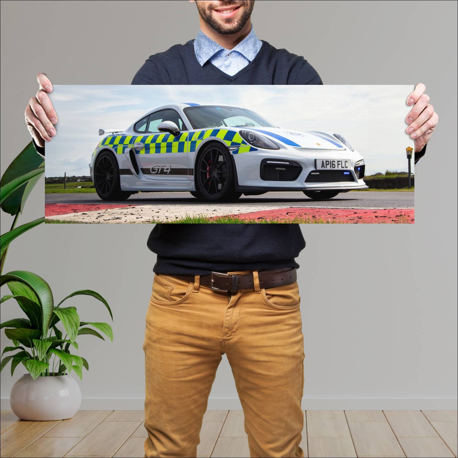 Cuadro grande 30x80cm 2017 porsche cayman gt4 poli 116 Porsche