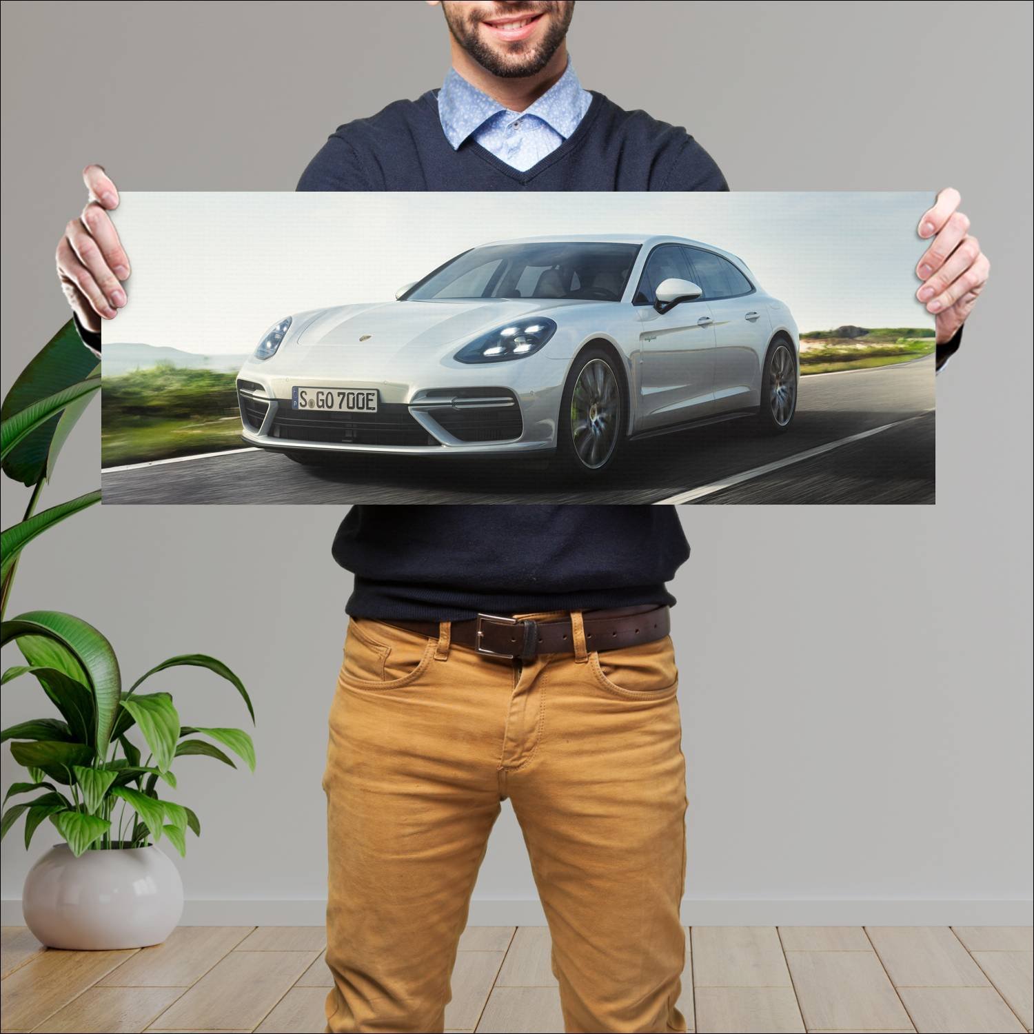 Cuadro grande 30x80cm 2017 porsche panamera turbo 129 Porsche