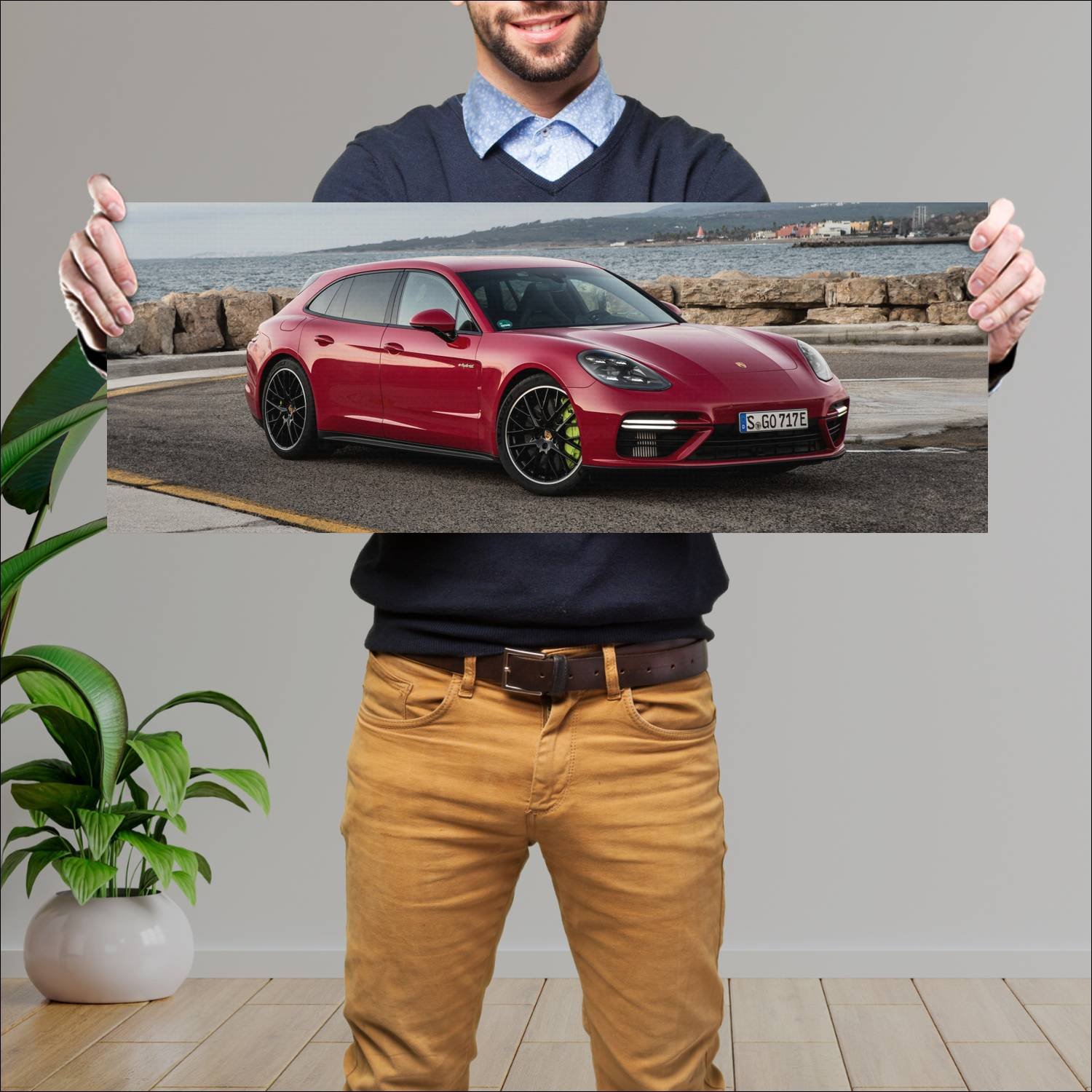 Cuadro grande 30x80cm 2017 porsche panamera turbo 130 Porsche