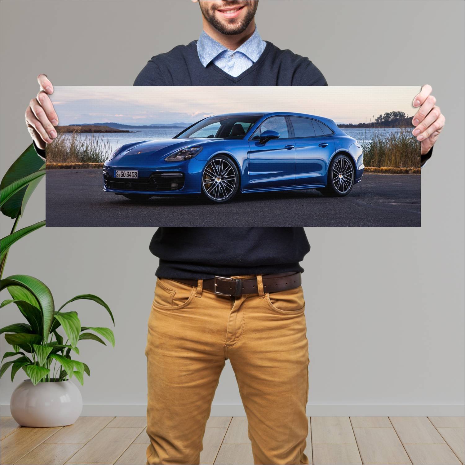Cuadro grande 30x80cm 2017 porsche panamera turbo 134 Porsche