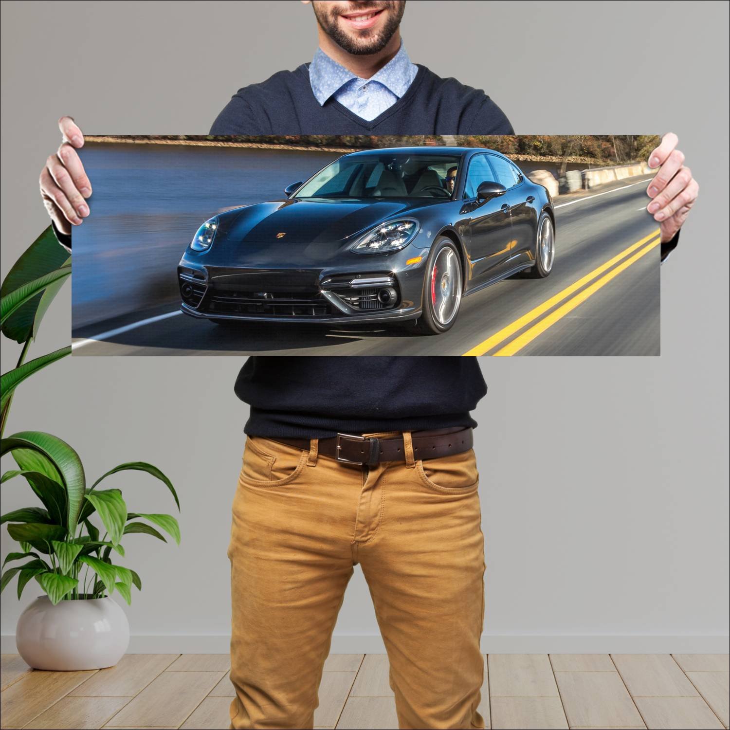 Cuadro grande 30x80cm 2017 porsche panamera turbo 135 Porsche