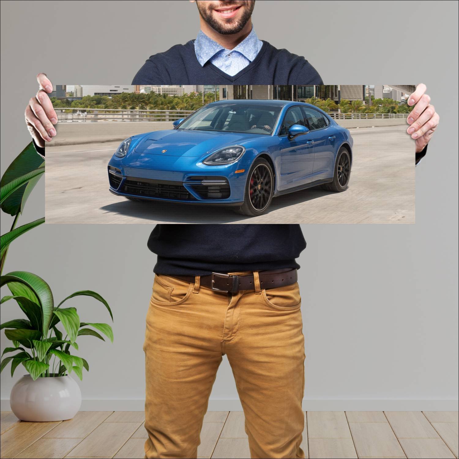 Cuadro grande 30x80cm 2017 porsche panamera turbo 136 Porsche