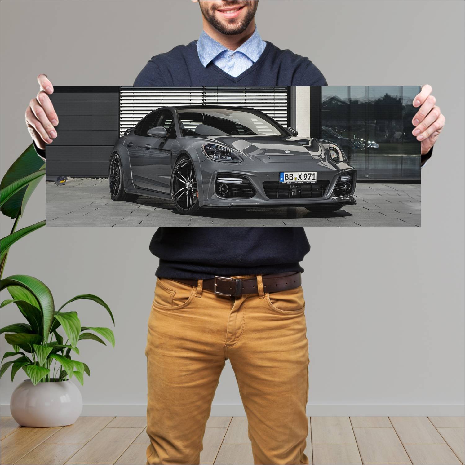 Cuadro grande 30x80cm 2017 techart grand gt auto 140 Porsche