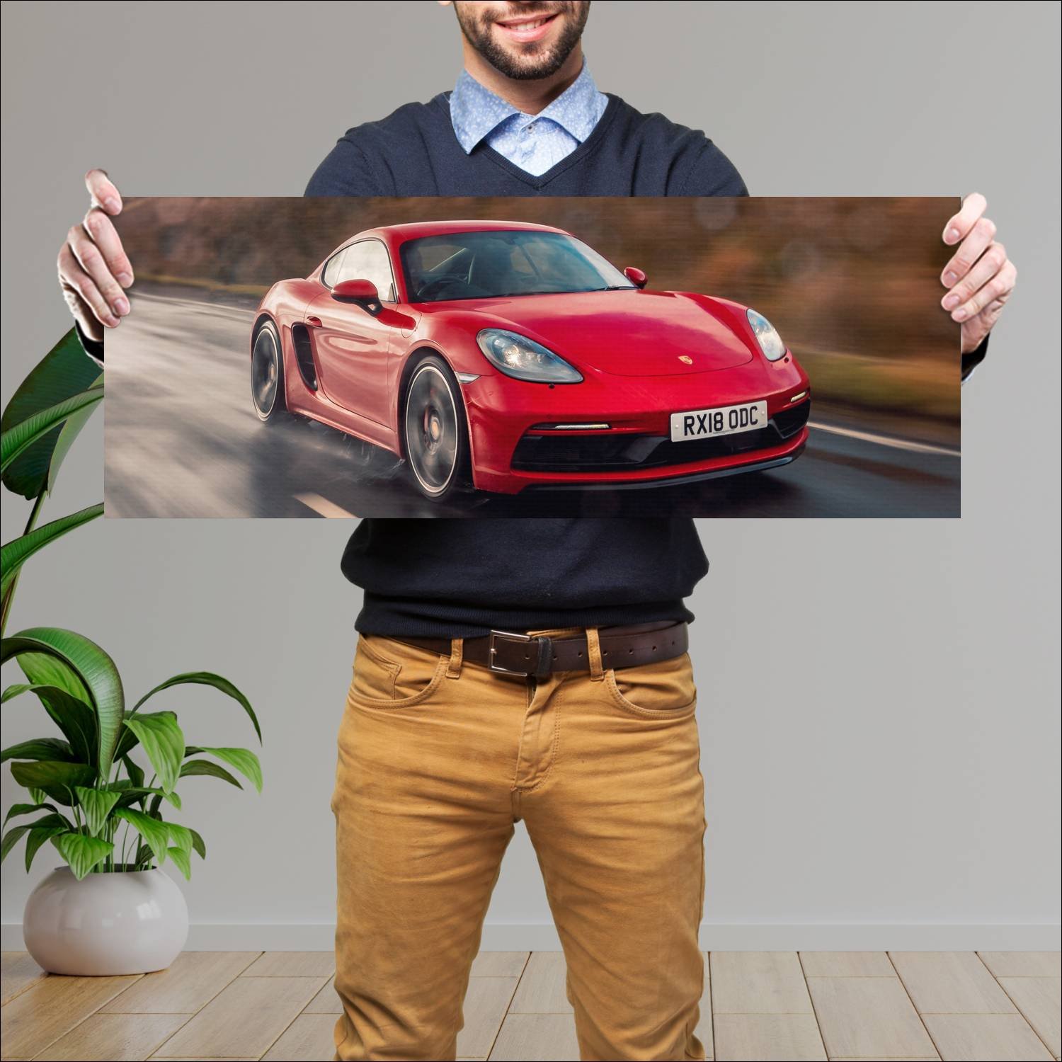 Cuadro grande 30x80cm 2018 porsche 718 cayman gts 152 Porsche