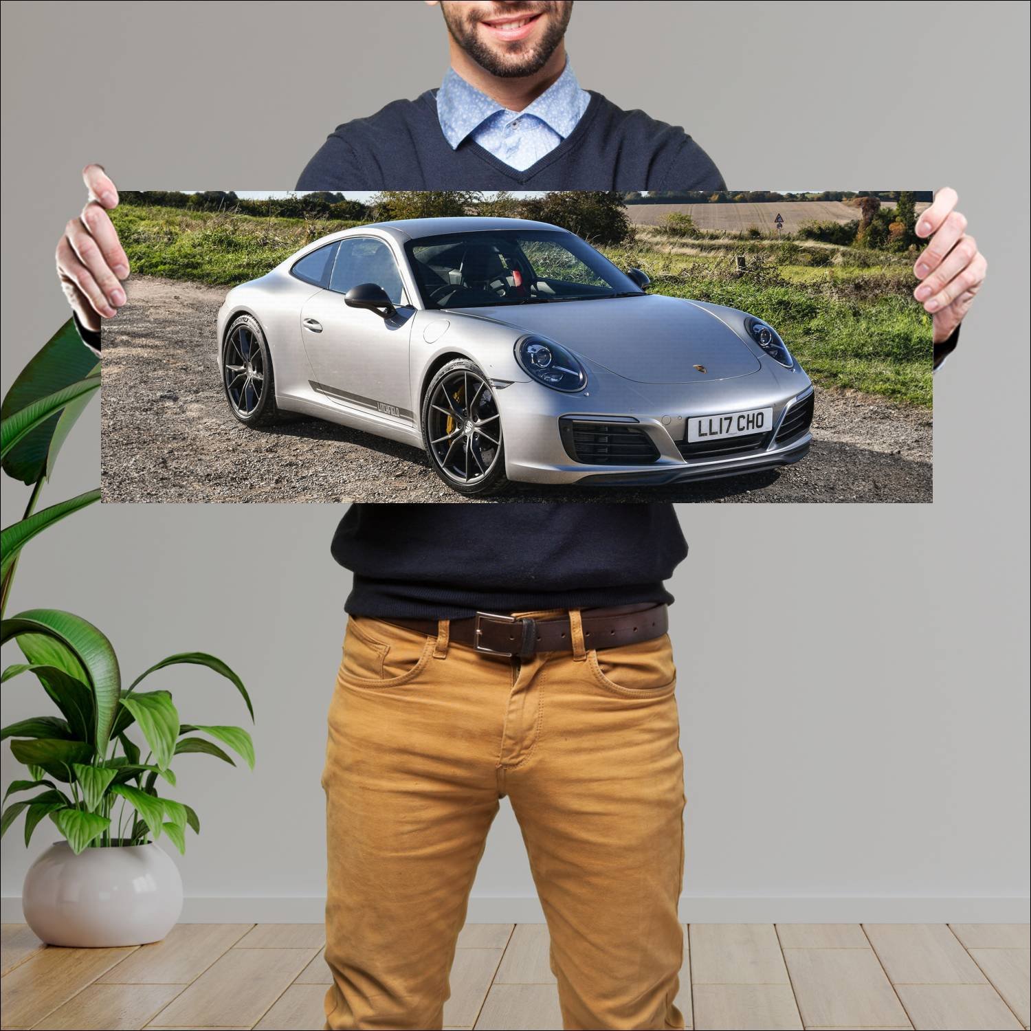 Cuadro grande 30x80cm 2018 porsche 911 carrera t b 161 Porsche