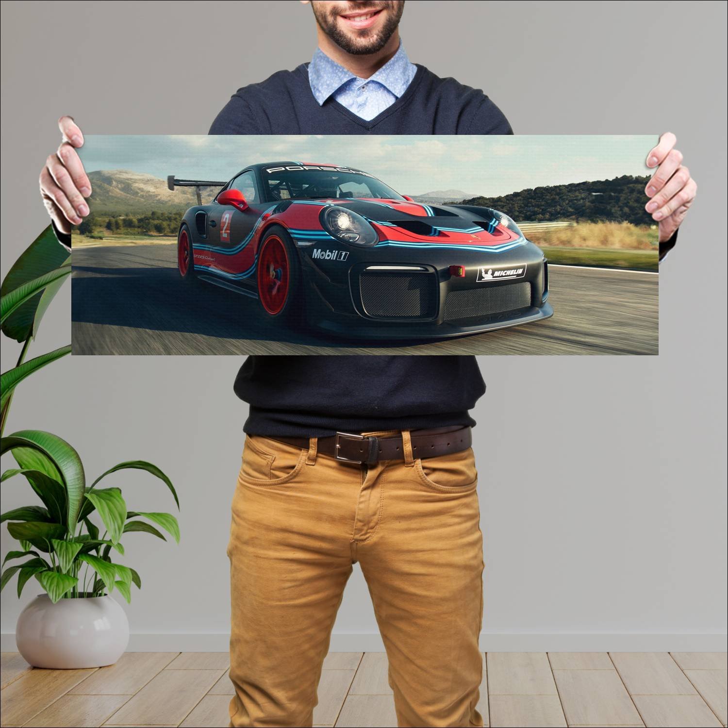 Cuadro grande 30x80cm 2018 porsche 911 gt2 rs club 169 Porsche