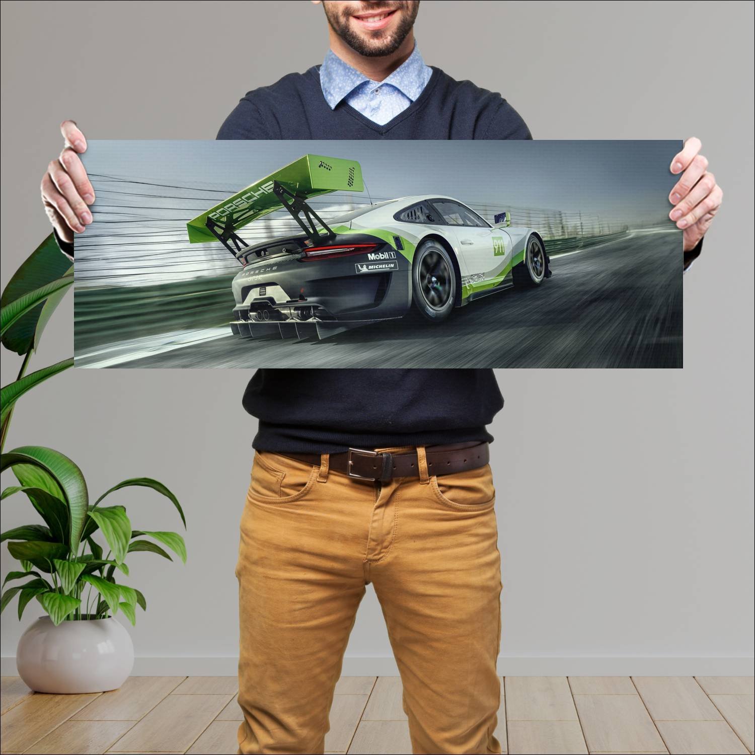 Cuadro grande 30x80cm 2018 porsche 911 gt3 r auto 172 Porsche