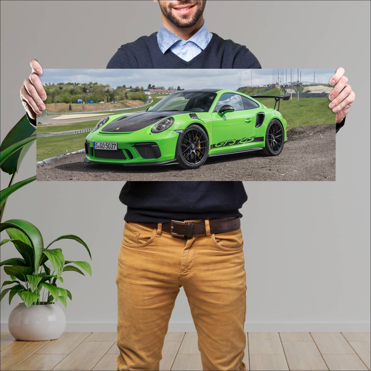 Cuadro grande 30x80cm 2018 porsche 911 gt3 rs weis 177 Porsche
