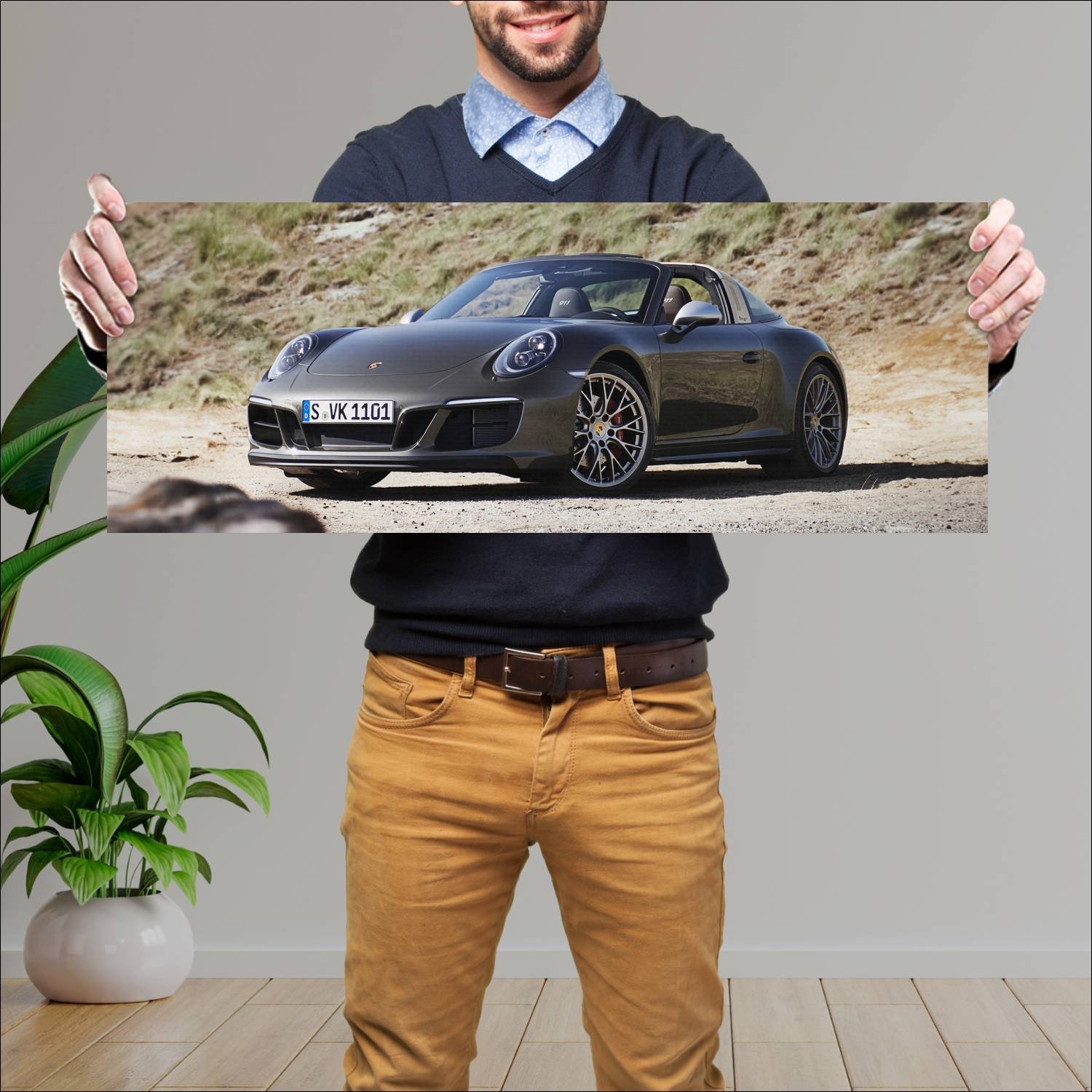 Cuadro grande 30x80cm 2018 porsche 911 targa gts e 182 Porsche