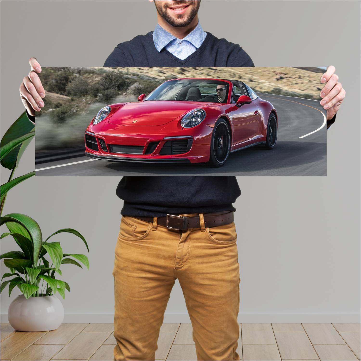 Cuadro grande 30x80cm 2018 porsche 911 targa gts u 184 Porsche