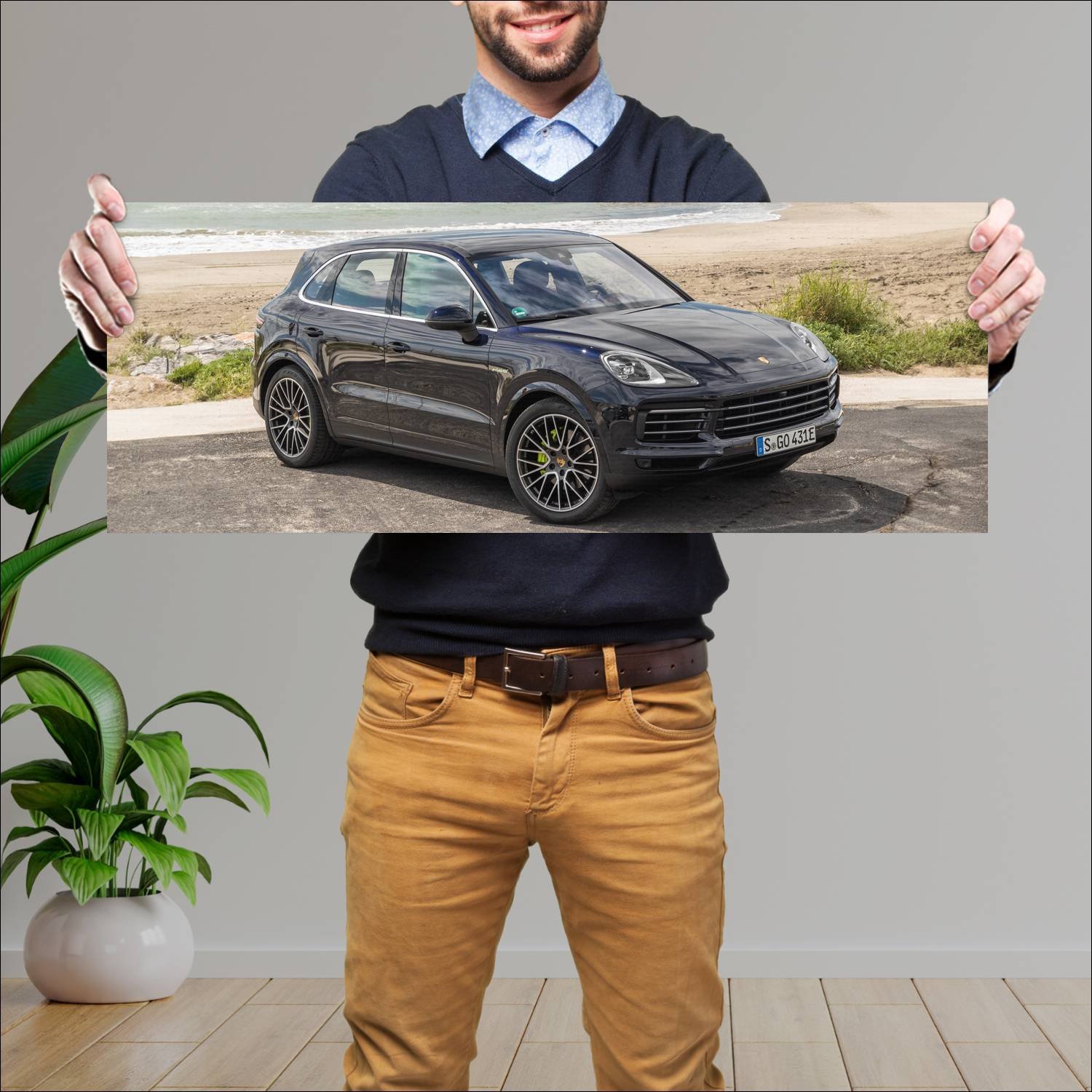 Cuadro grande 30x80cm 2018 porsche cayenne e hybri 189 Porsche