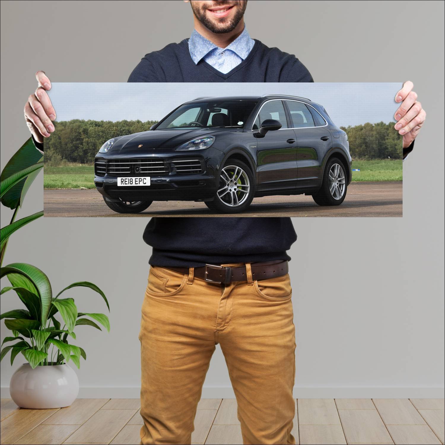 Cuadro grande 30x80cm 2018 porsche cayenne e hybri 191 Porsche
