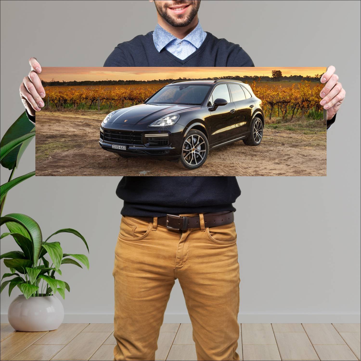 Cuadro grande 30x80cm 2018 porsche cayenne turbo a 193 Porsche