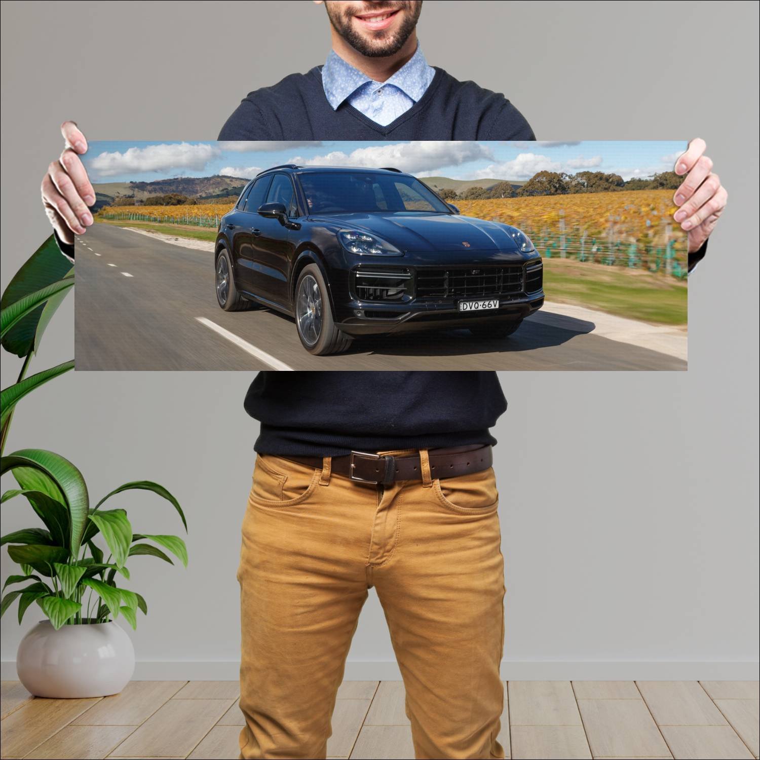 Cuadro grande 30x80cm 2018 porsche cayenne turbo a 194 Porsche