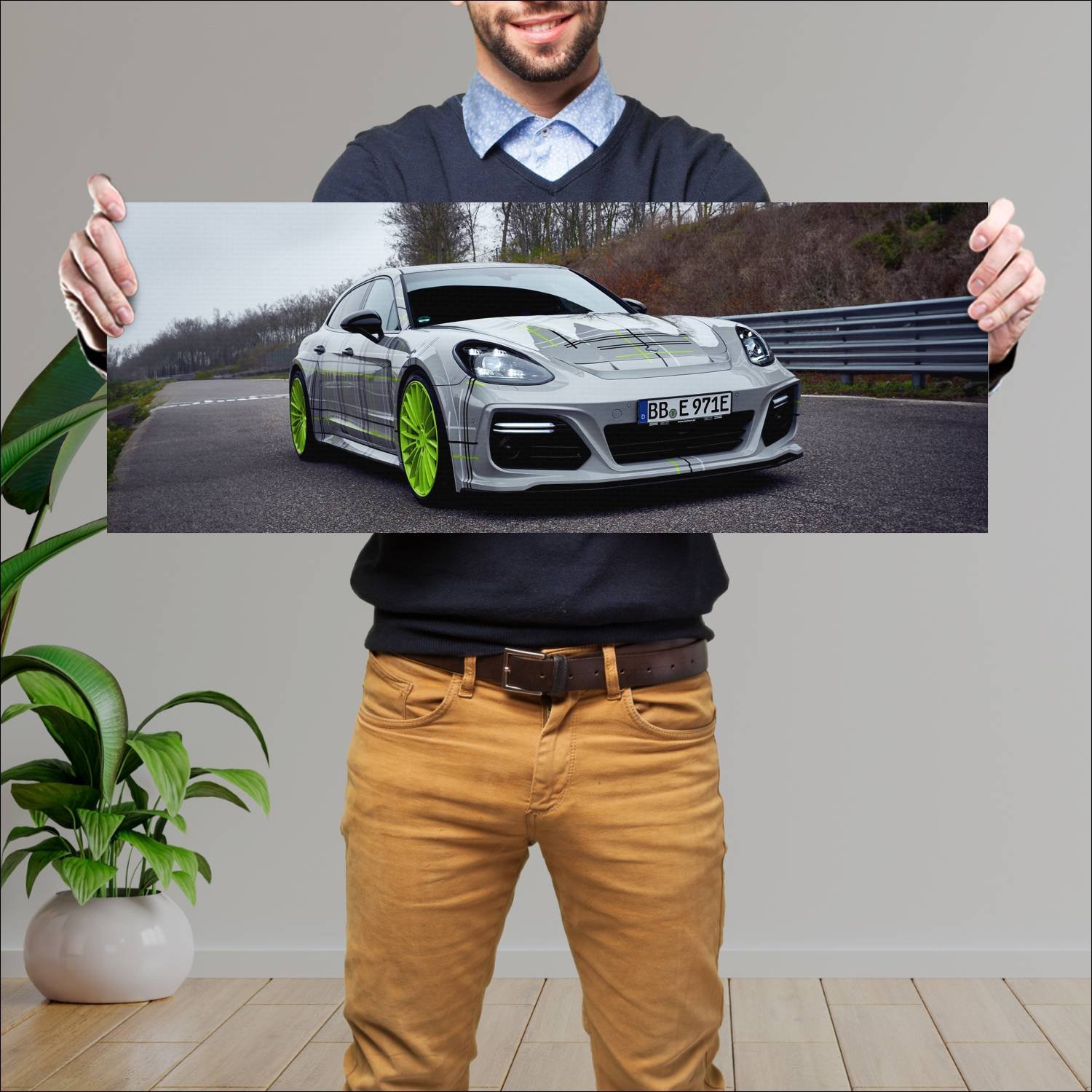Cuadro grande 30x80cm 2018 techart grand gt sport 220 Porsche