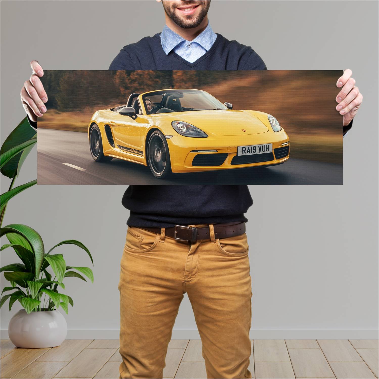 Cuadro grande 30x80cm 2019 porsche 718 boxster t u 227 Porsche