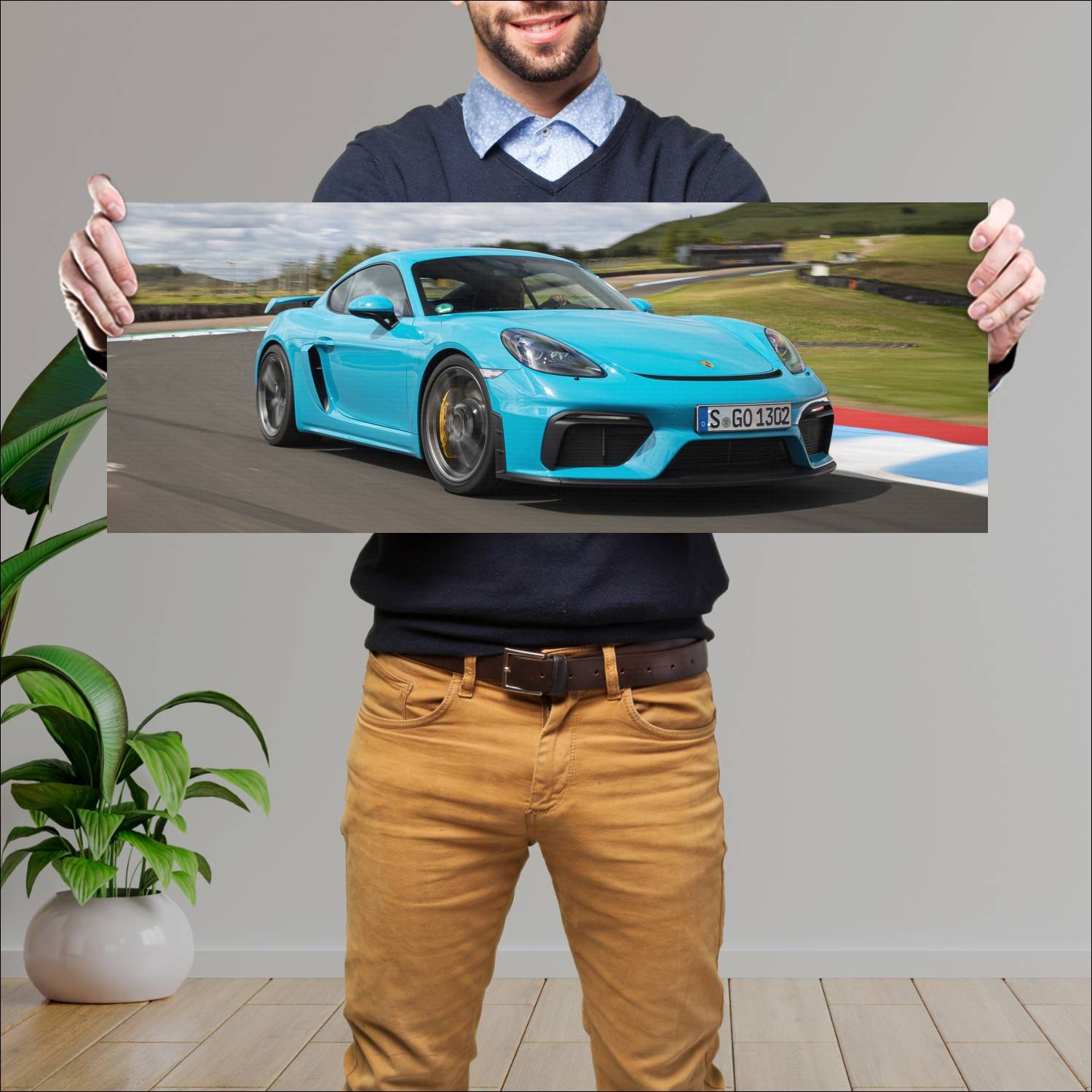 Cuadro grande 30x80cm 2019 porsche 718 cayman gt4 229 Porsche